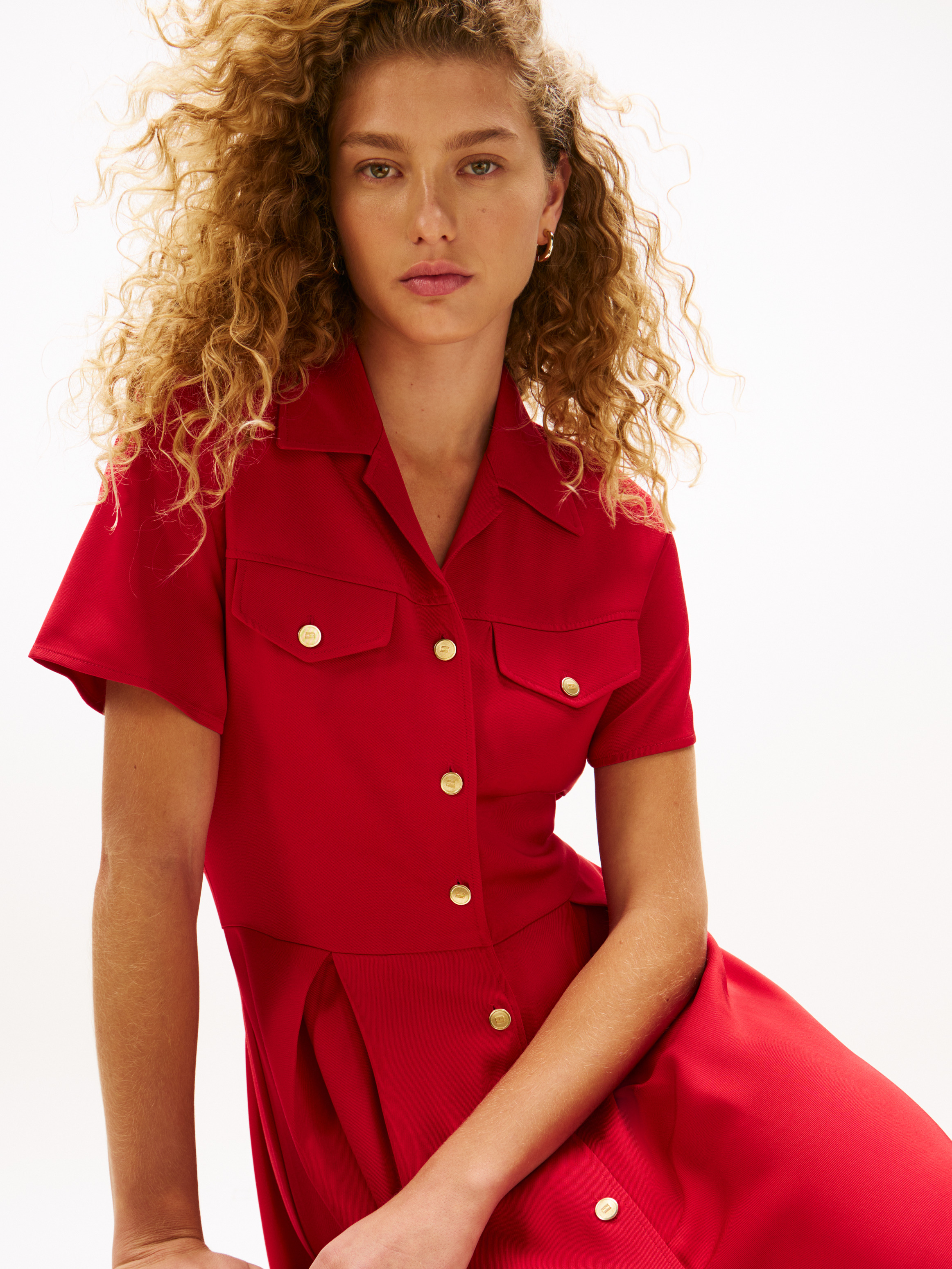 Gold-Tone Button Mini Shirt Dress Dresses Tommy Hilfiger