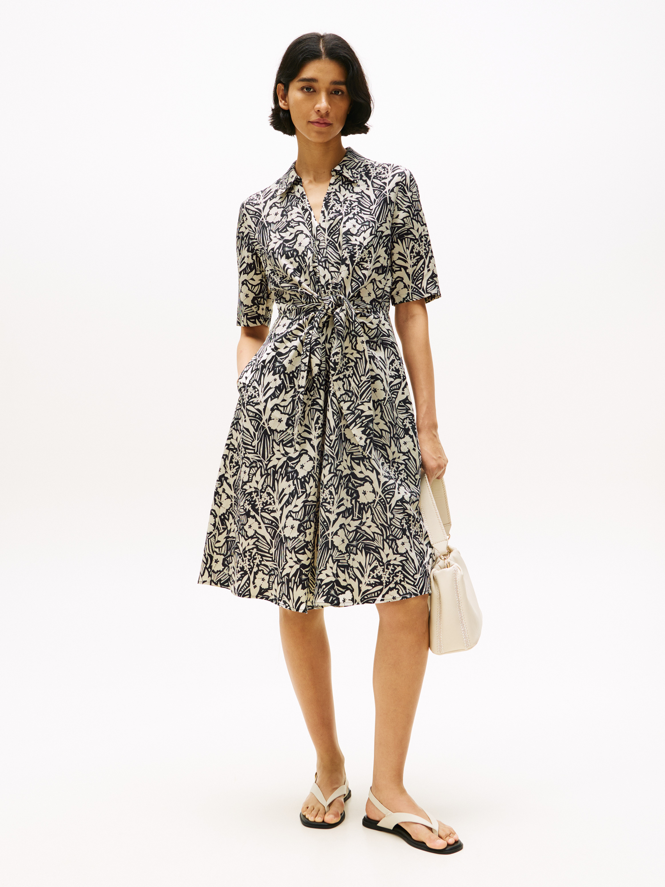 Relaxed Midi Linen Blend Shirt Dress