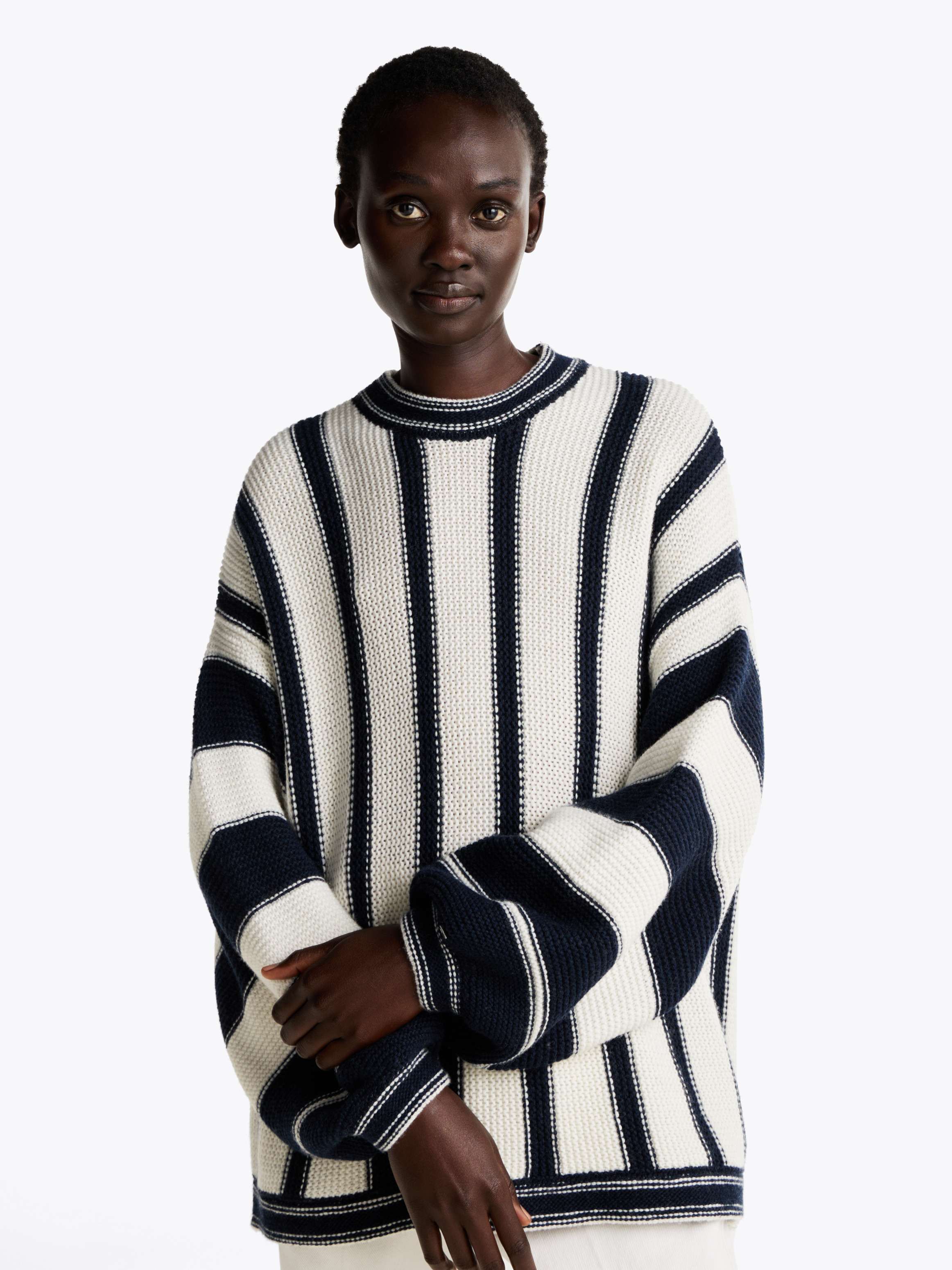 Mixed Stripe Relaxed Jumper with Cashmere