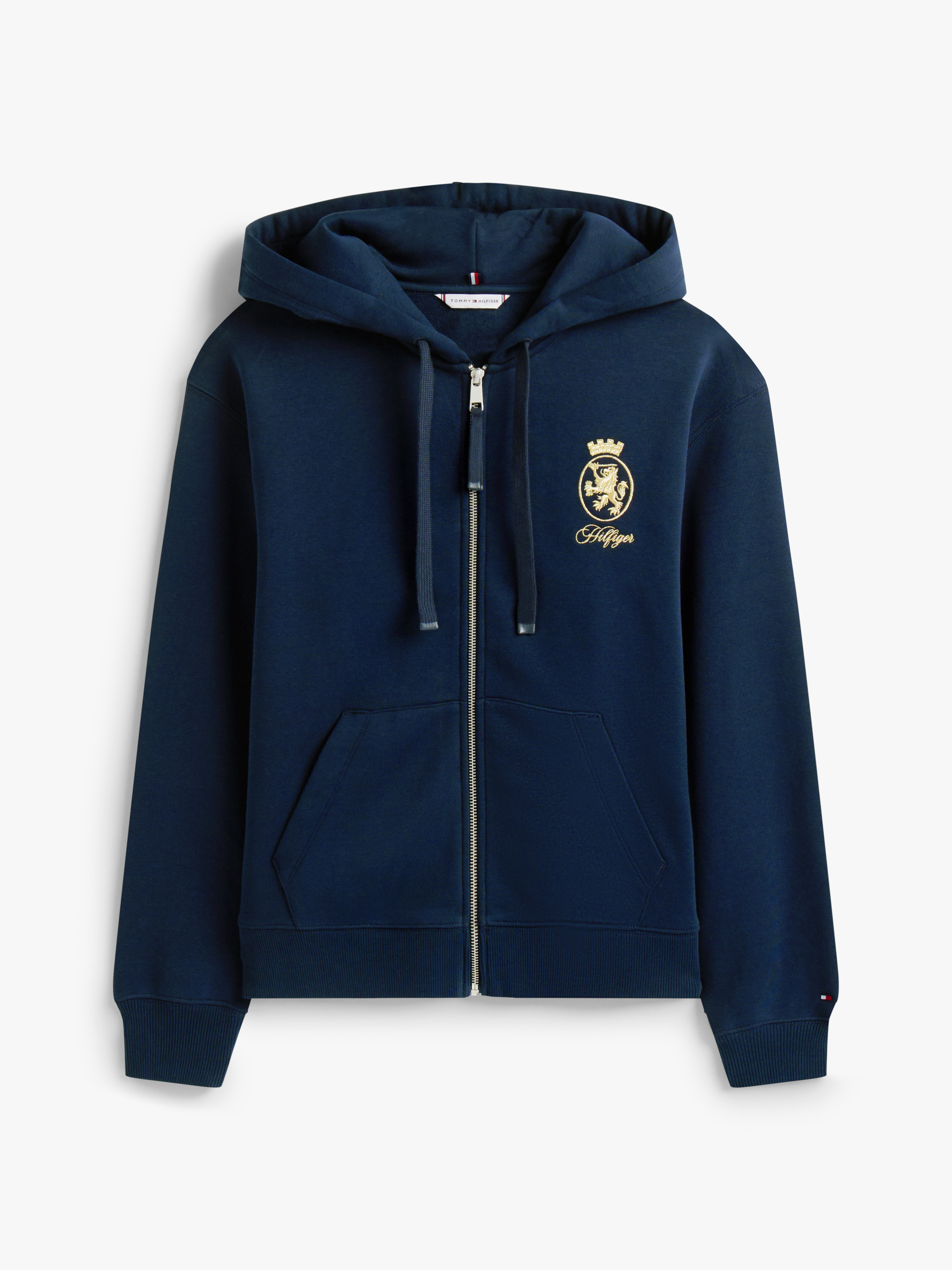 TH Crest Embroidery Gold-Tone Zip-Thru Hoody | Sweatshirts