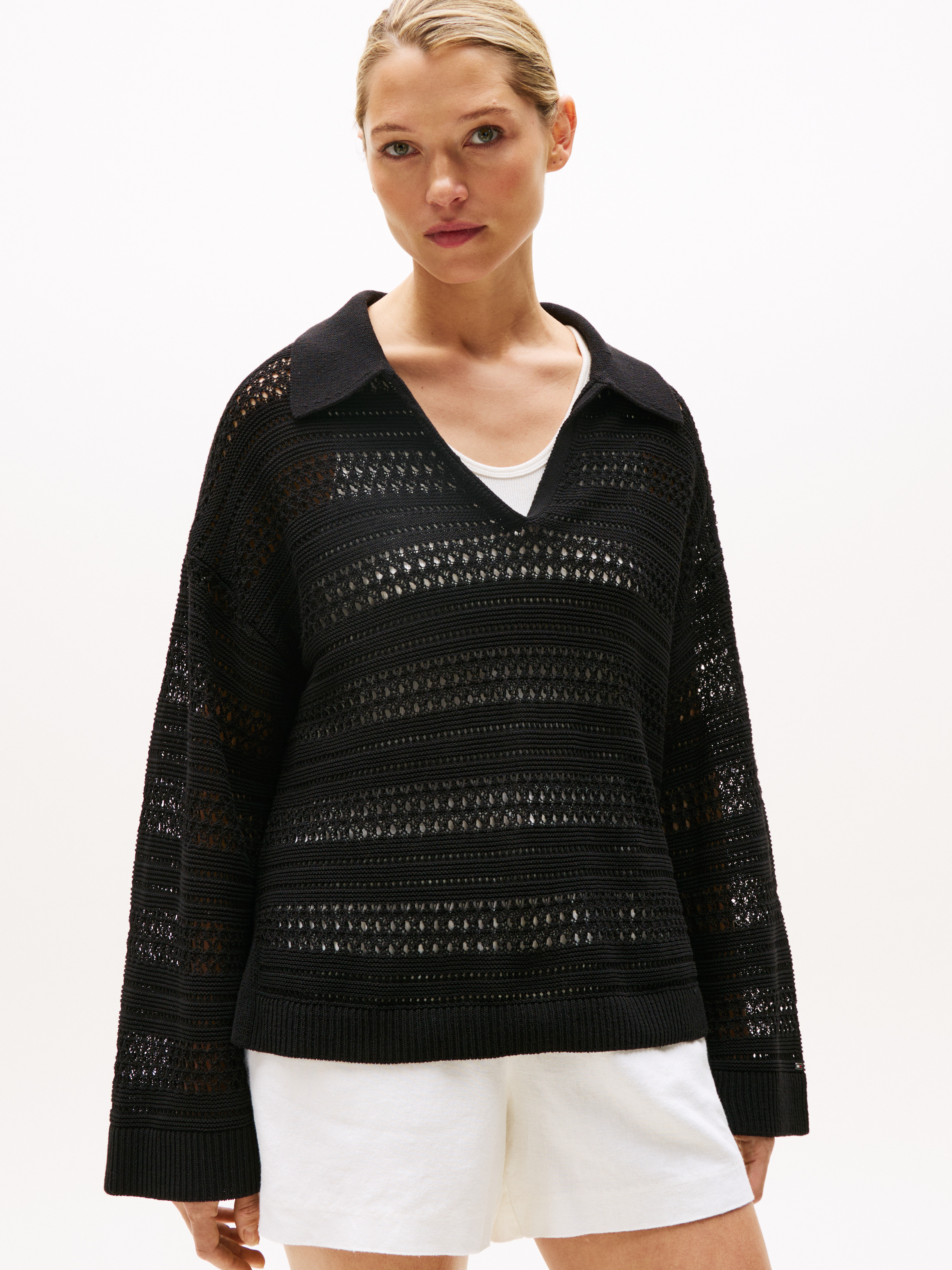 Crochet Oversized Polo Jumper