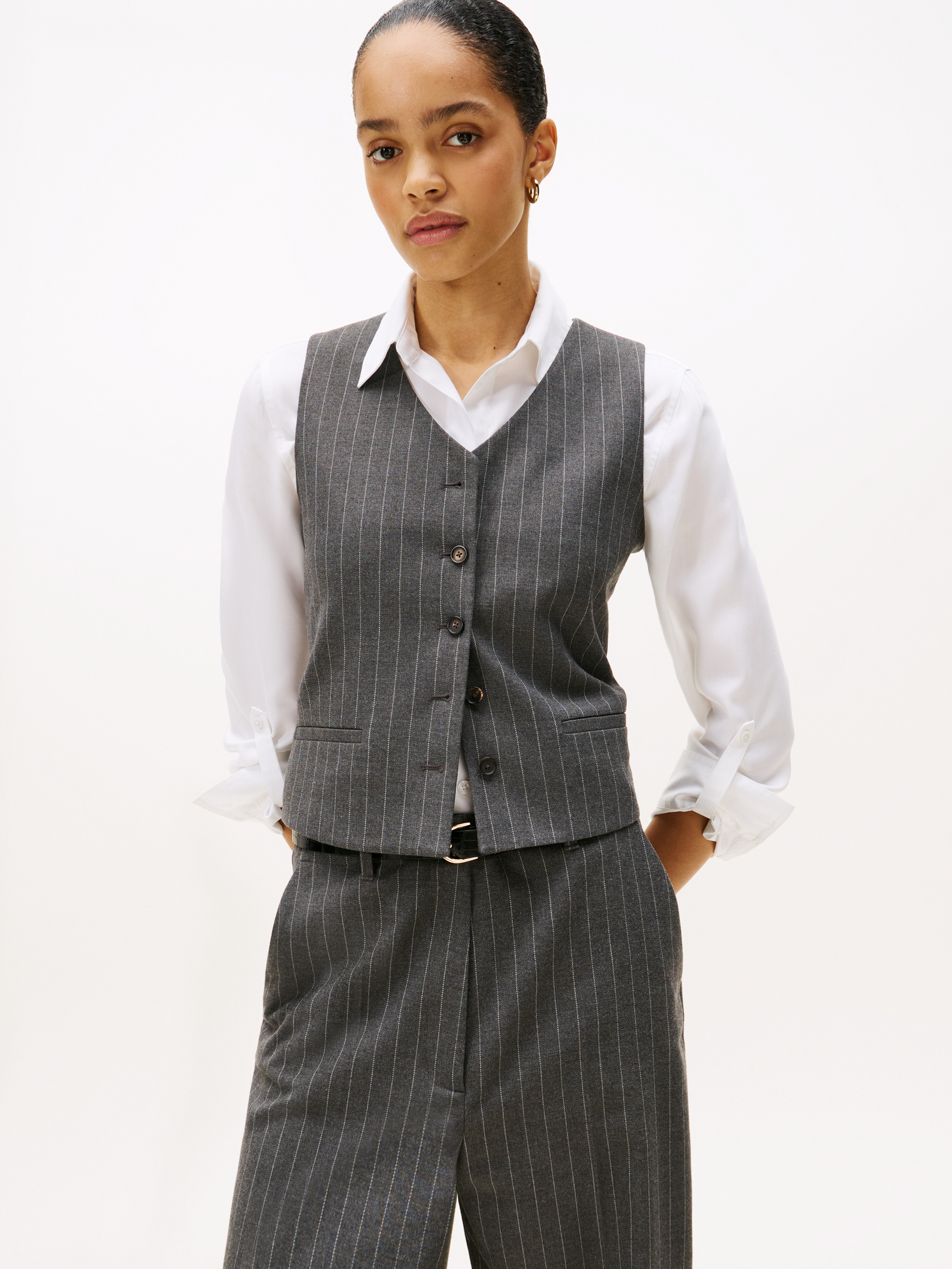 Relaxed Fit Pinstripe Waistcoat