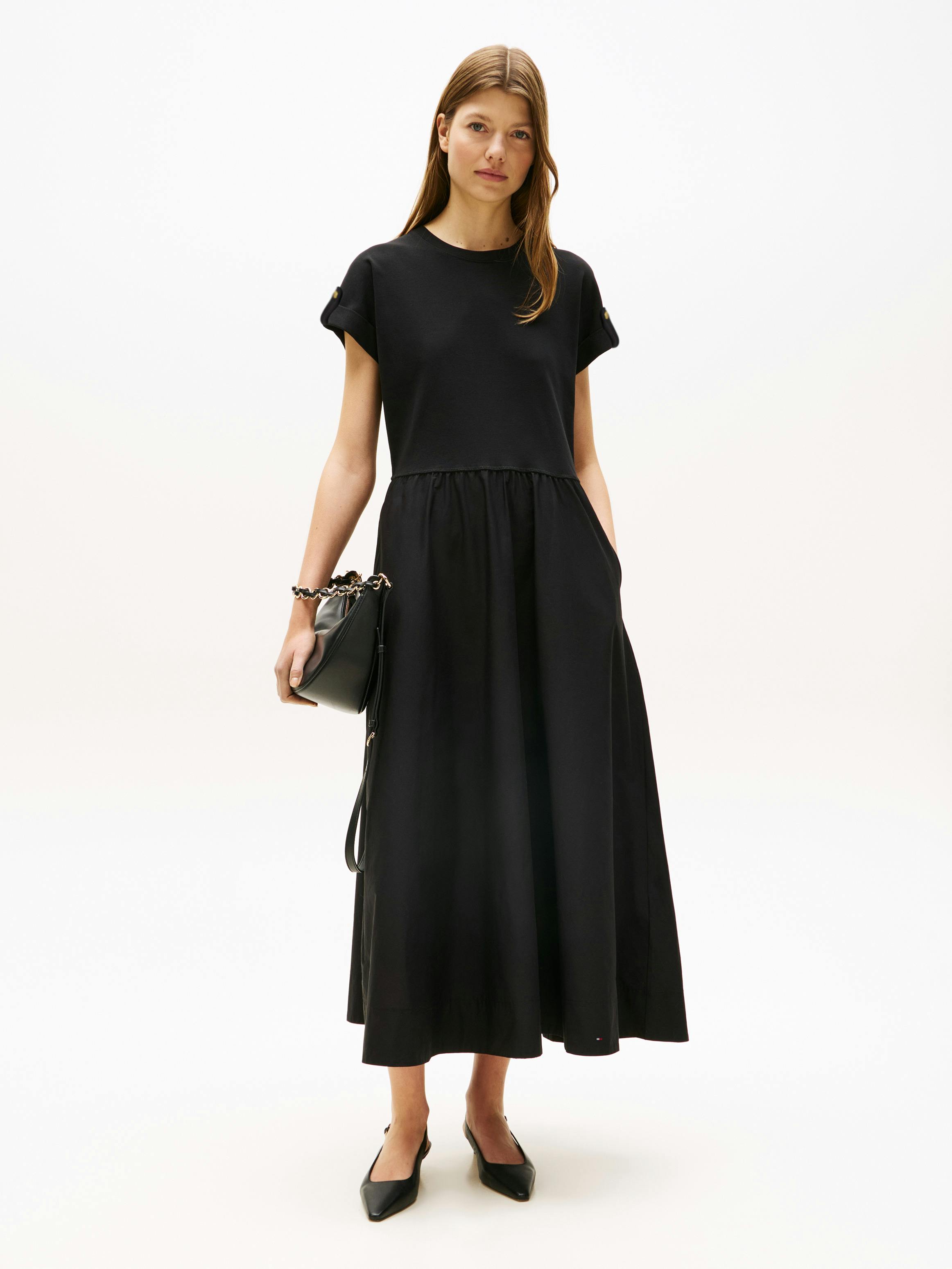 white midi off the shoulder dress White Marjorie Mixed Media Off The Shoulder Midi Dress