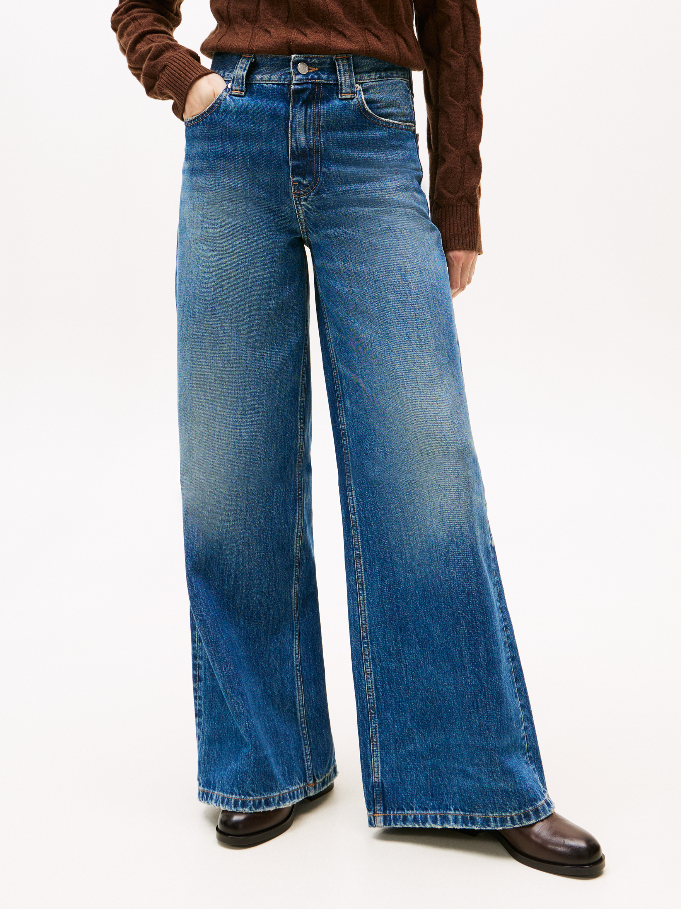 70s High Rise Wide Leg Jeans
