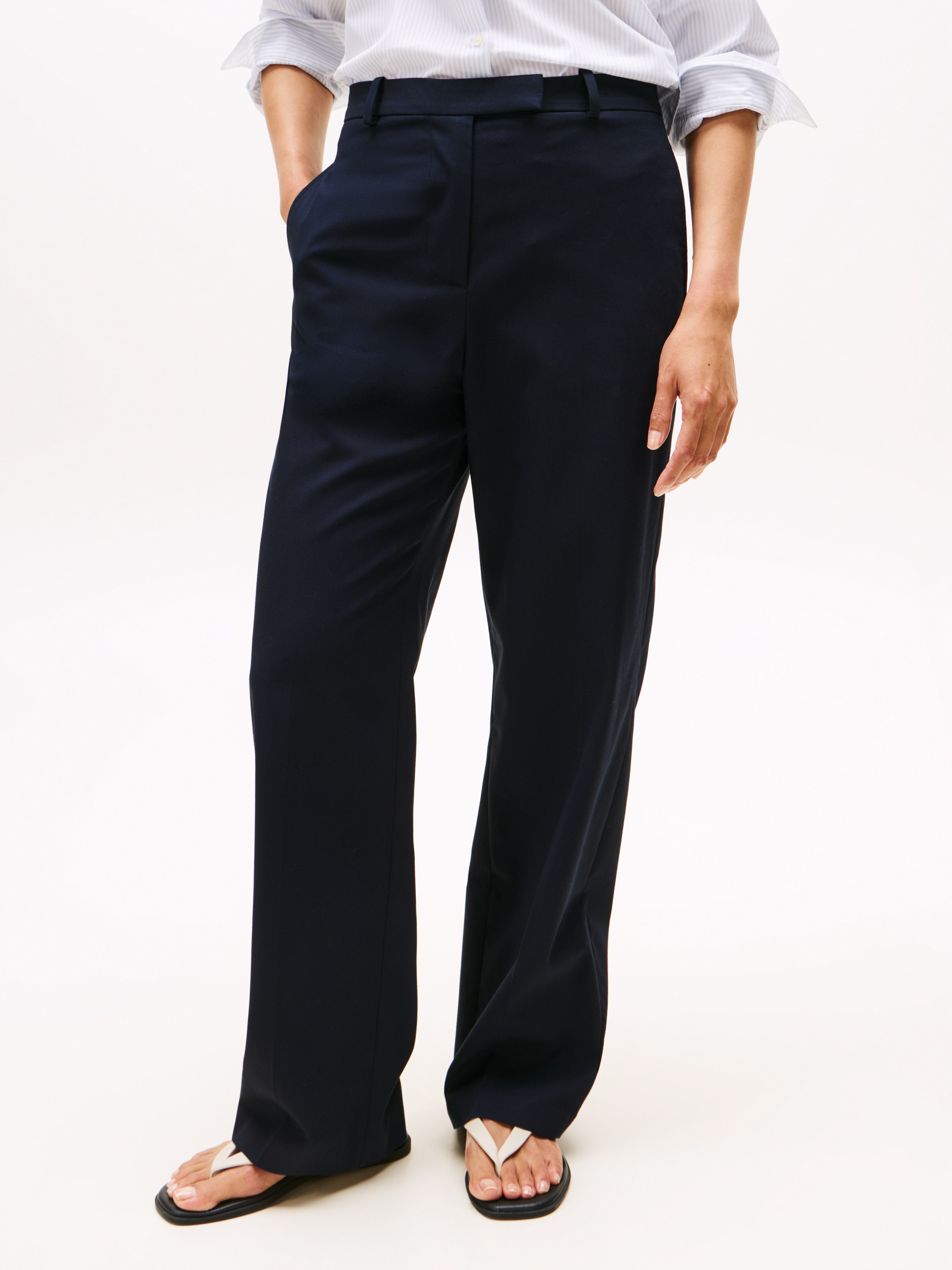 Pressed Crease Straight Leg Trousers