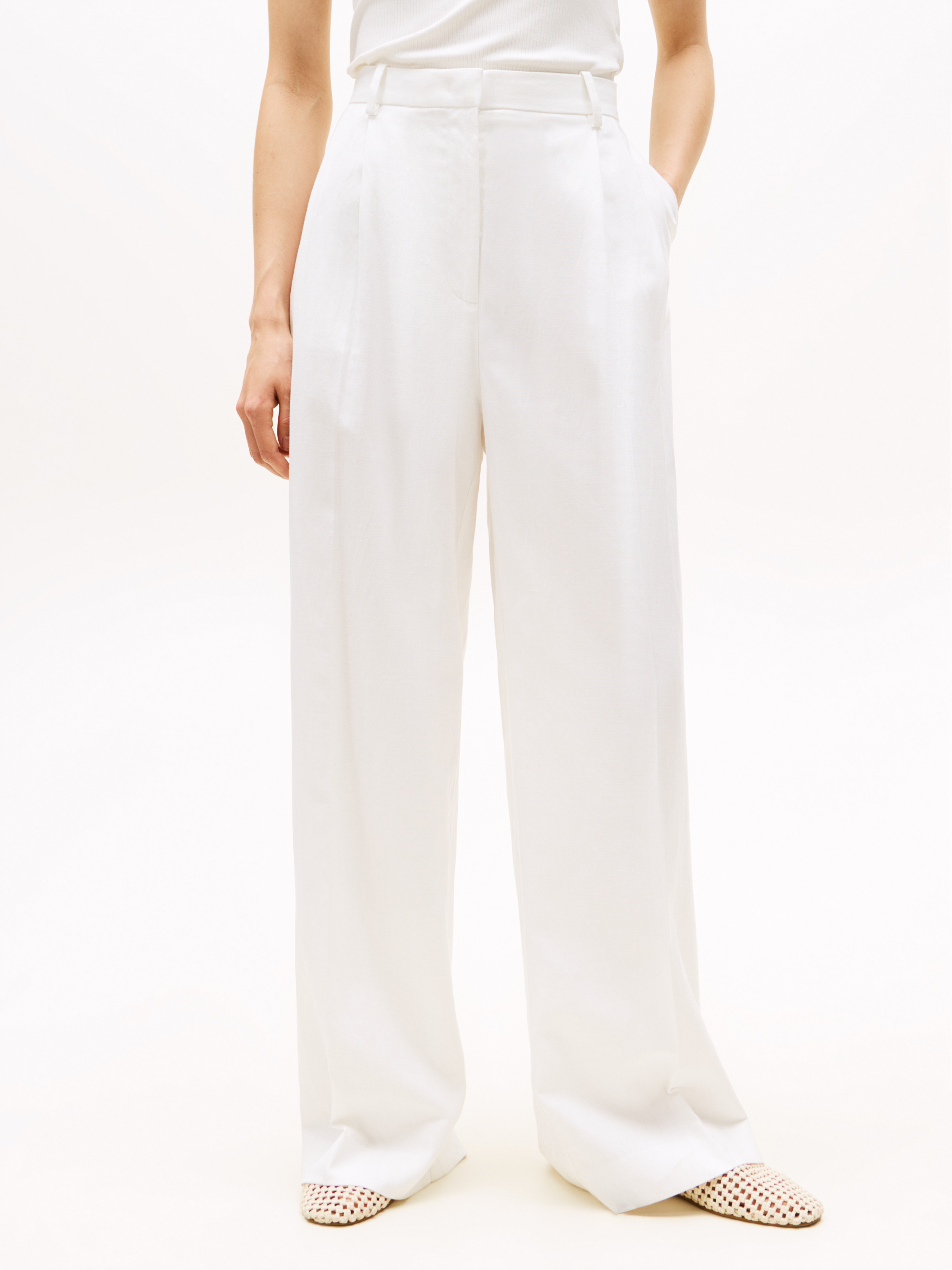 Relaxed Linen Blend Suit Trousers