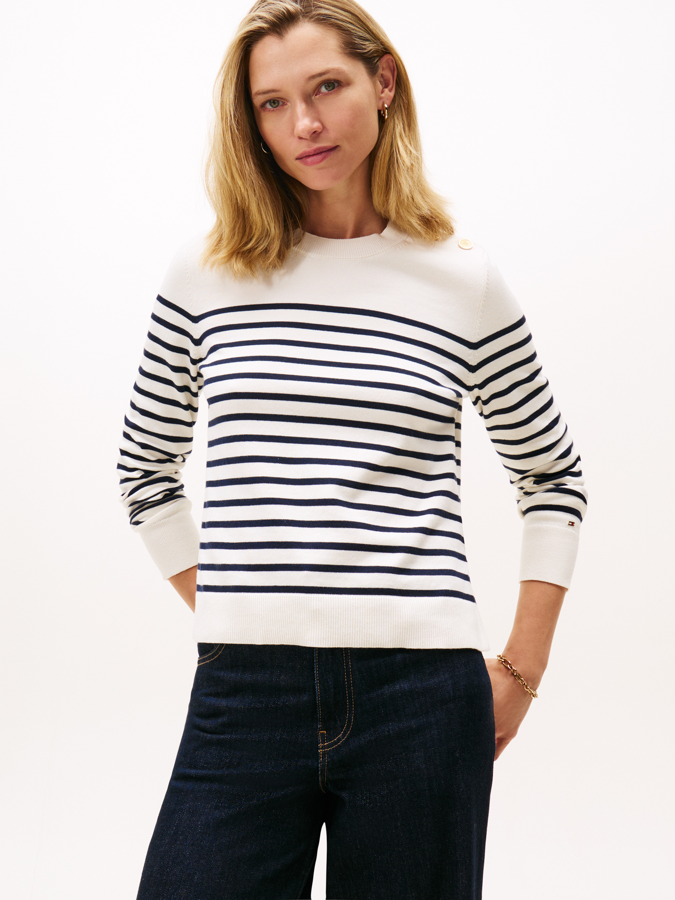 Jersey Gold-Tone Button Jumper