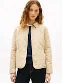 Crest Embroidery Padded Quilted Slim Jacket
