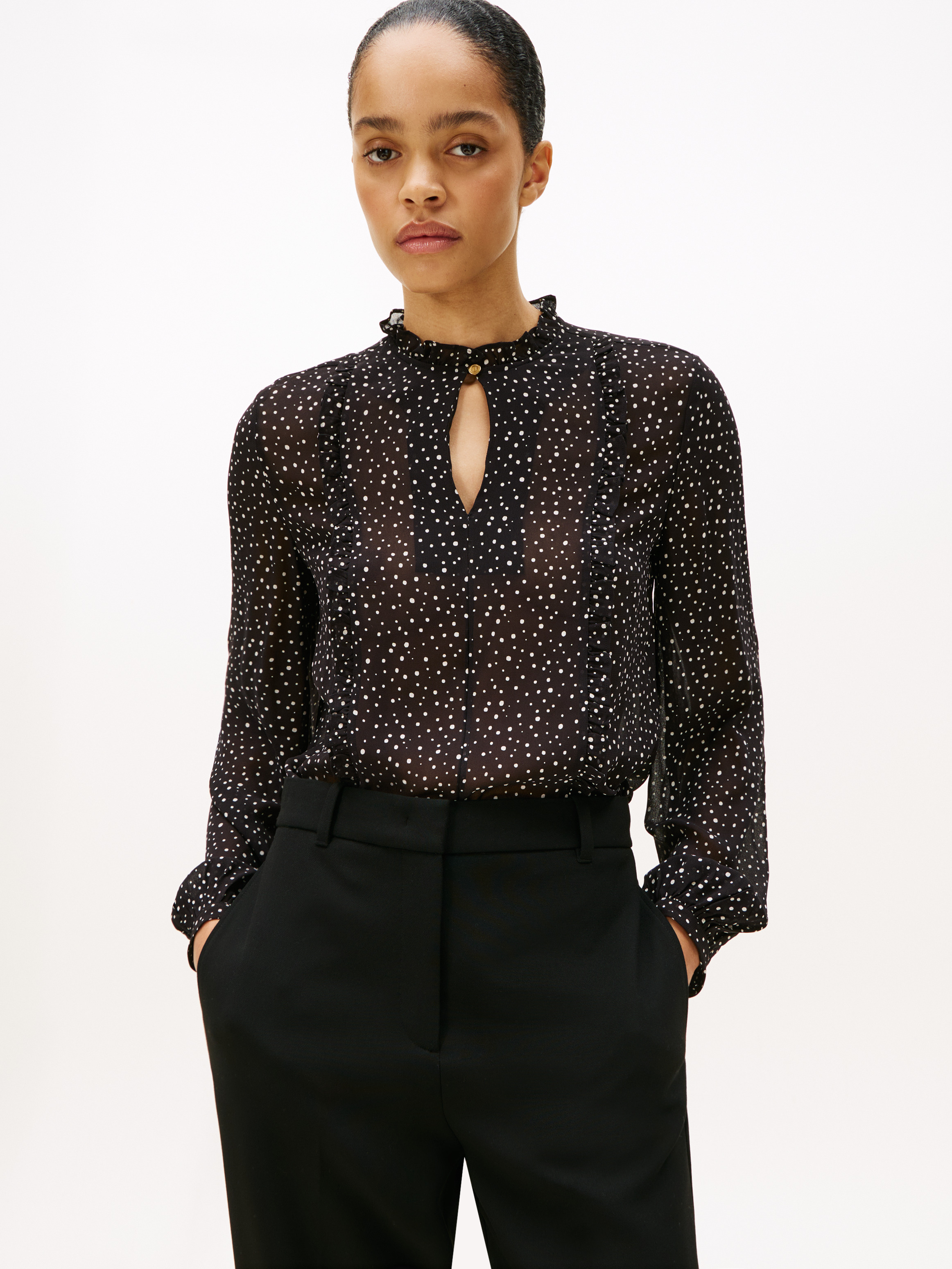 Ruffle Neck Georgette Blouse