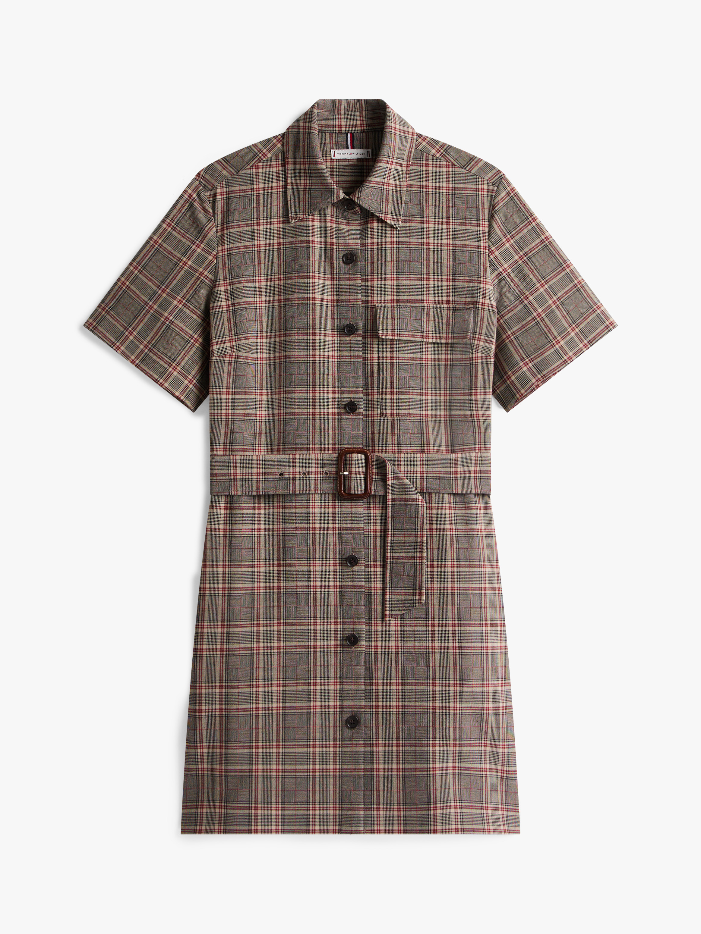 Check Relaxed Short Sleeve Mini Shirt Dress | Dresses | Tommy Hilfiger