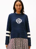 Logo Embroidery Relaxed Cable Knit Jumper