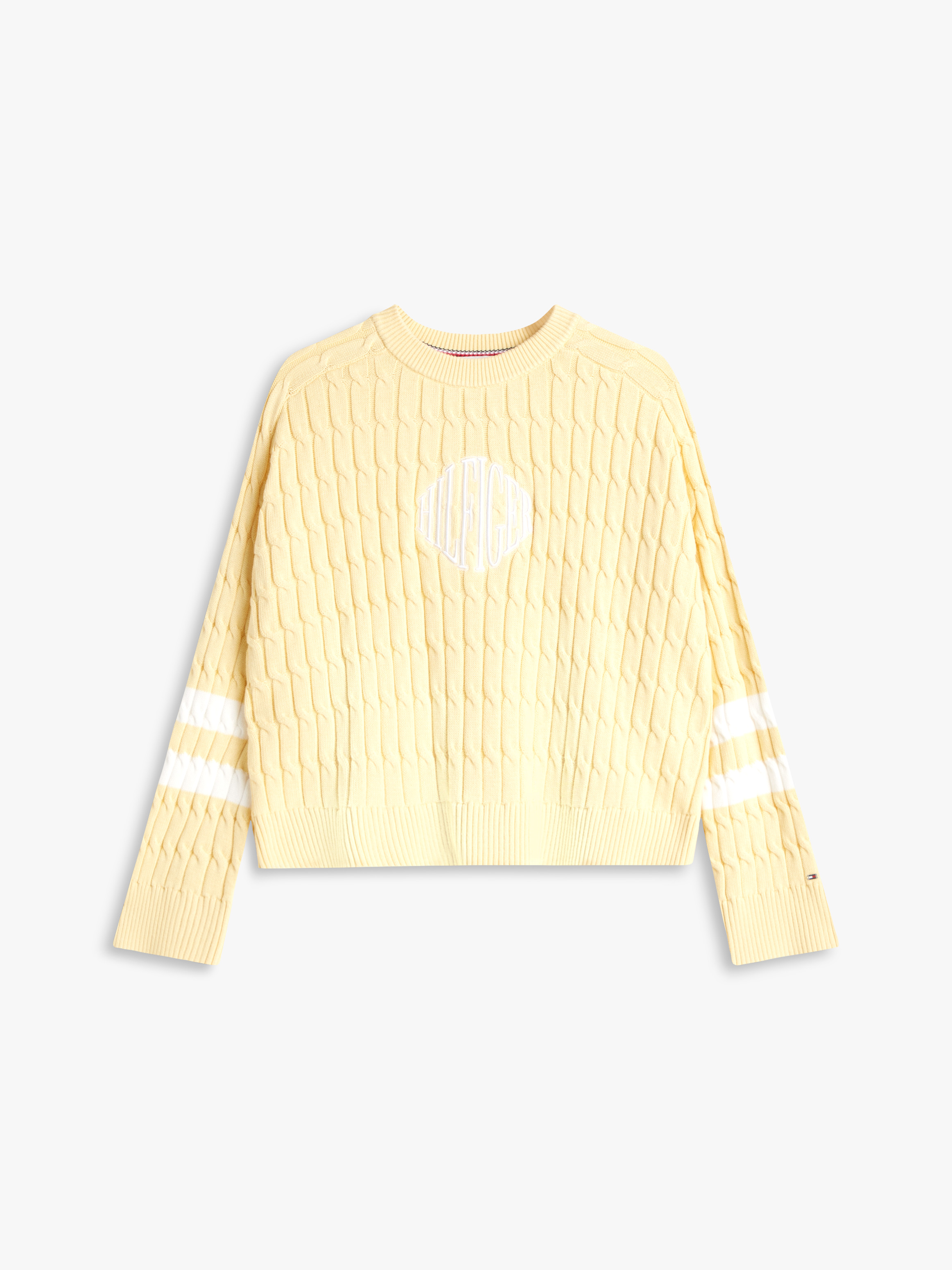 Logo Embroidery Relaxed Cable Knit Jumper | Knitwear | Tommy Hilfiger
