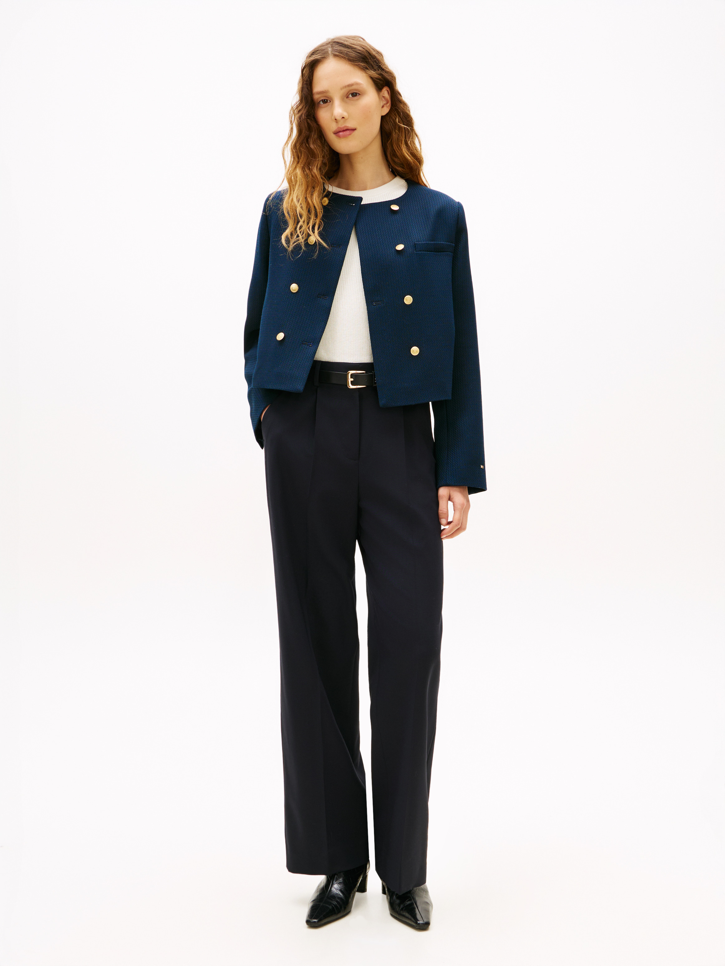 Textured Wool Blend Double Breasted Jacket | Coats & Jackets