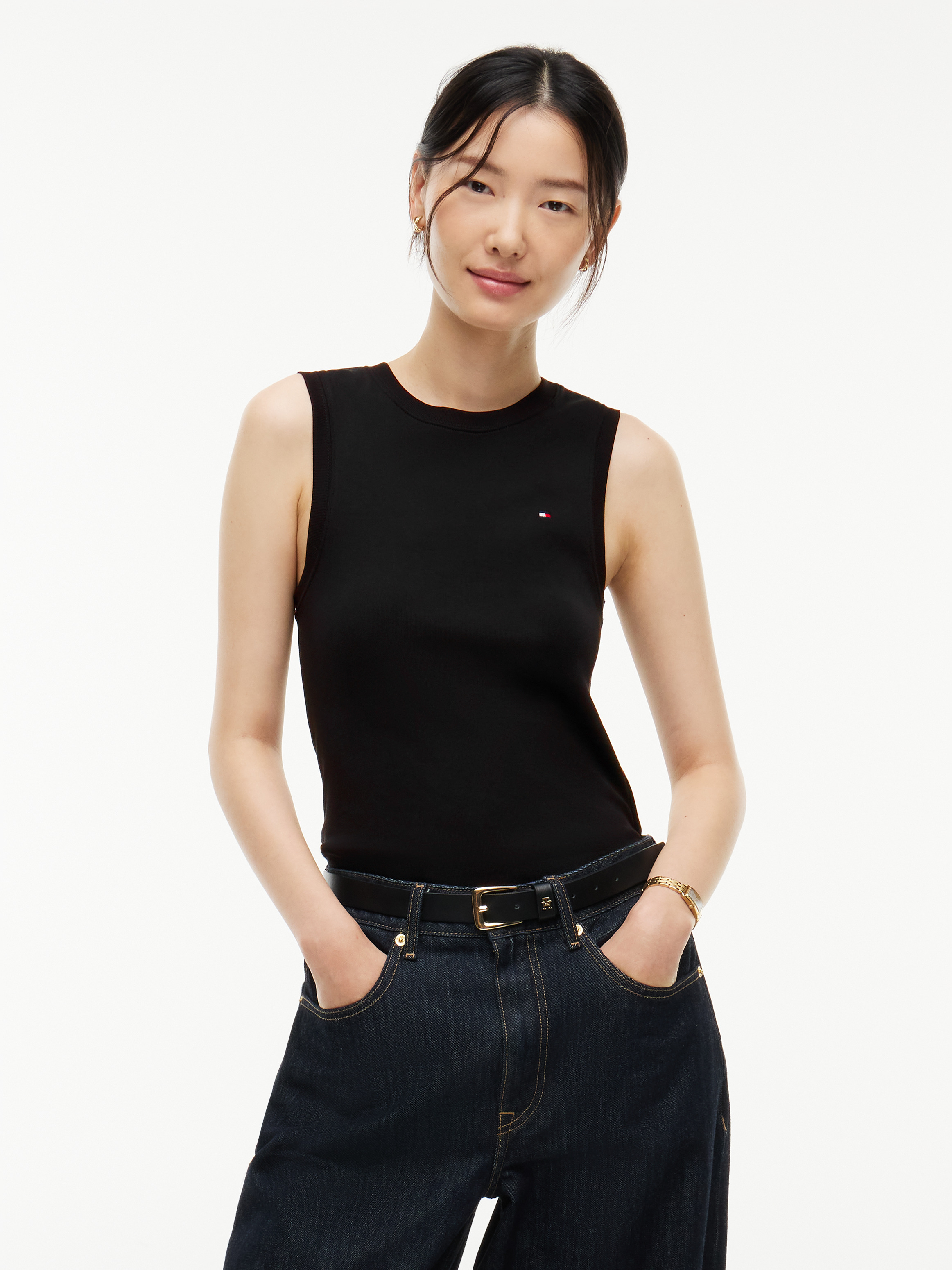 Flag Embroidery Slim Tank Top