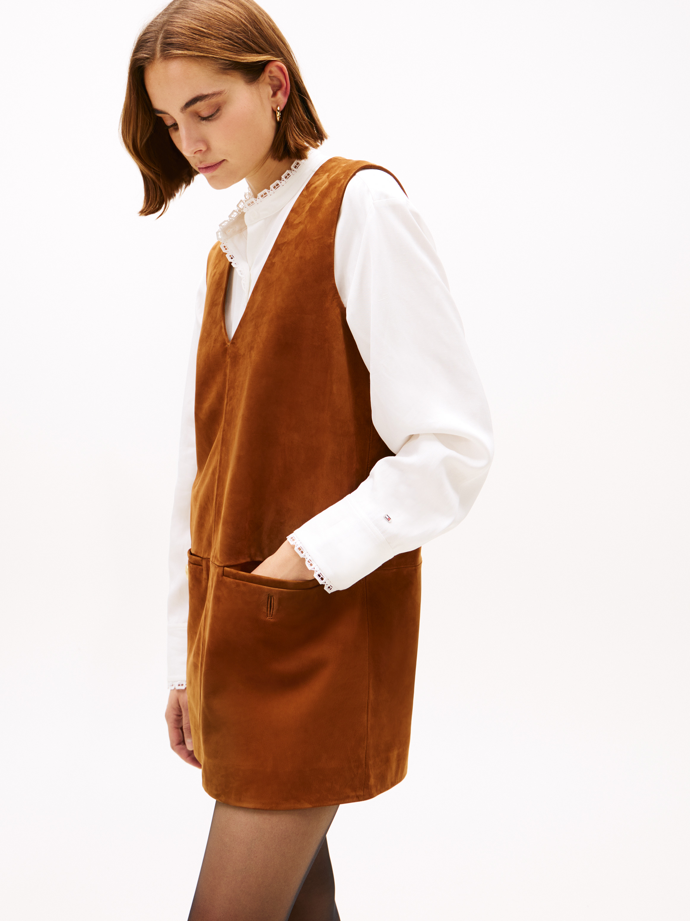 wayf sleeveless mini shift dress Suede V-Neck | Dresses & Skirts its cut to a relaxed silhouette for an unrestrictive fit WAYF Sleeveless Mini Shift Dress