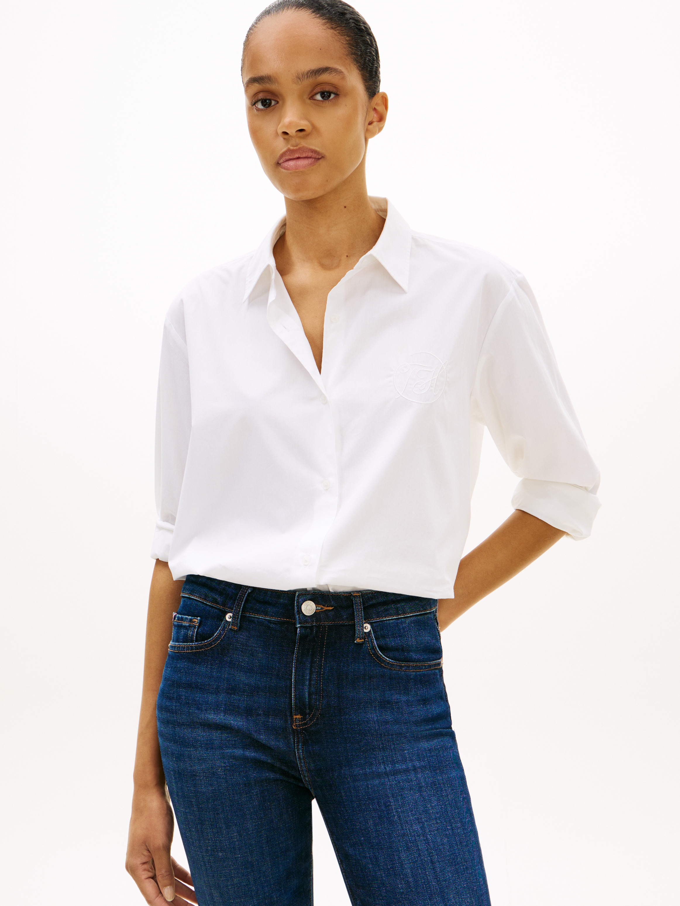 Oversized Fit Logo Embroidery Shirt