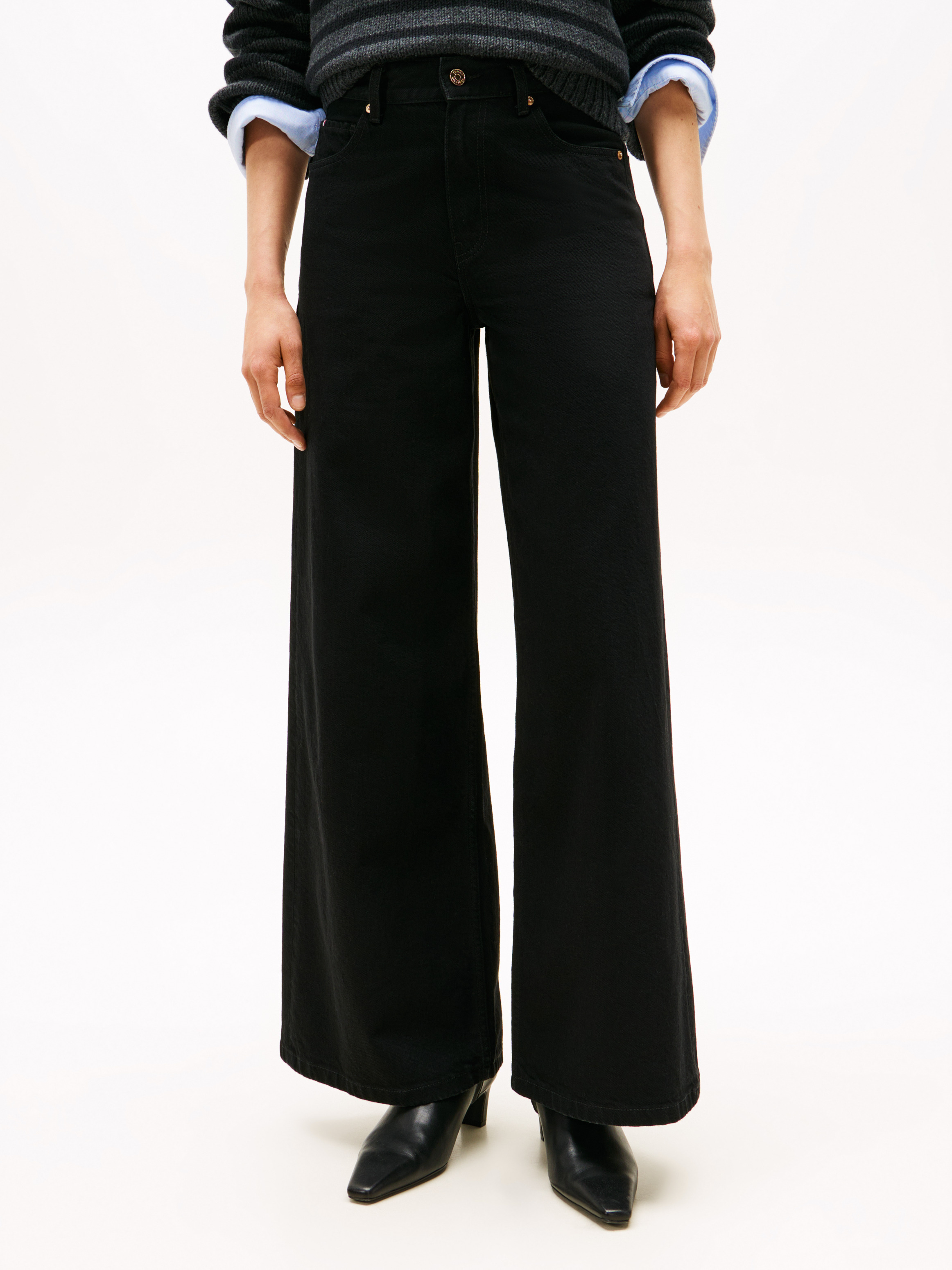 70s High Rise Wide Leg Black Jeans