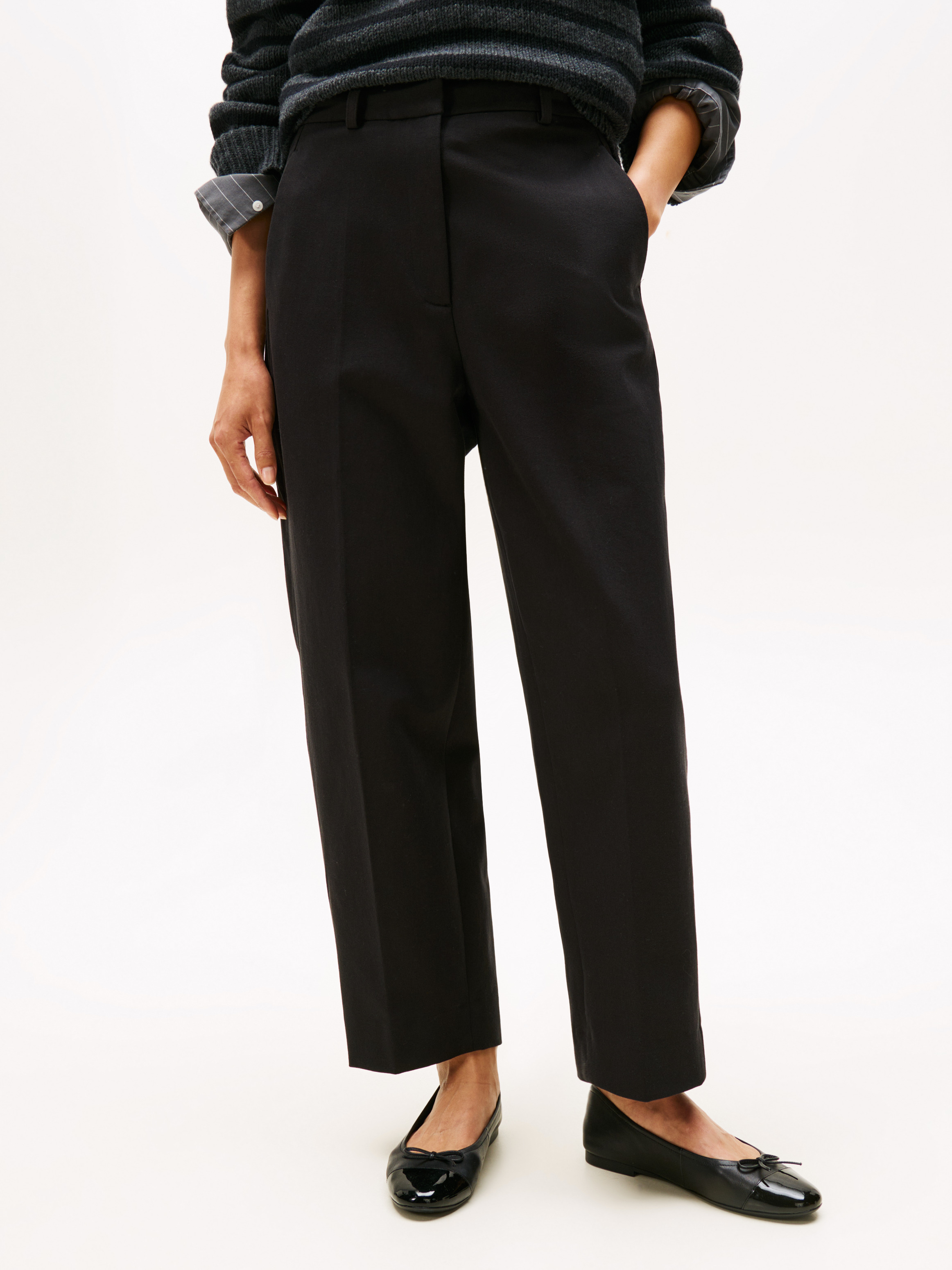 Barrel Leg Gabardine Trousers