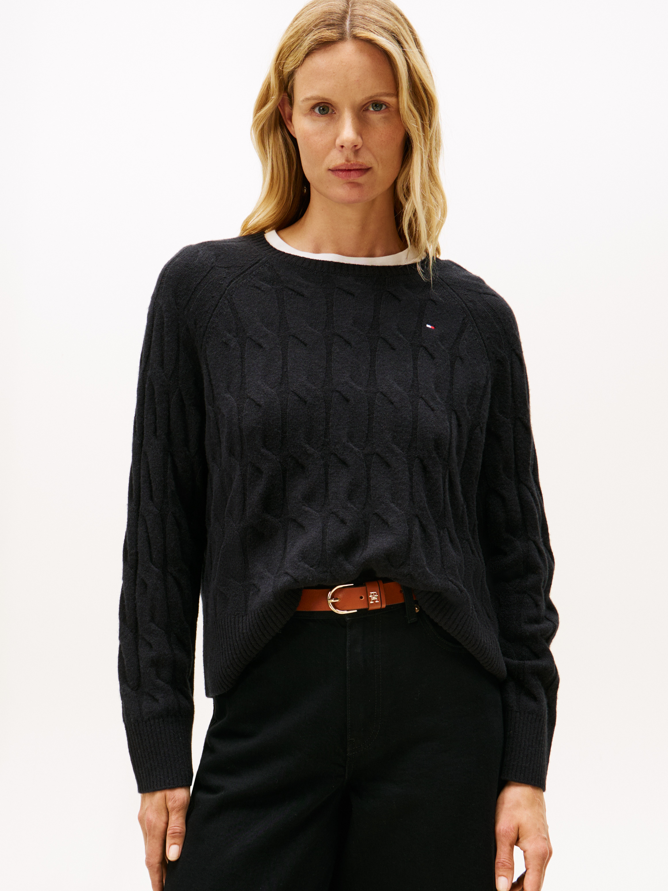 Cable Knit Soft Wool Relaxed Jumper