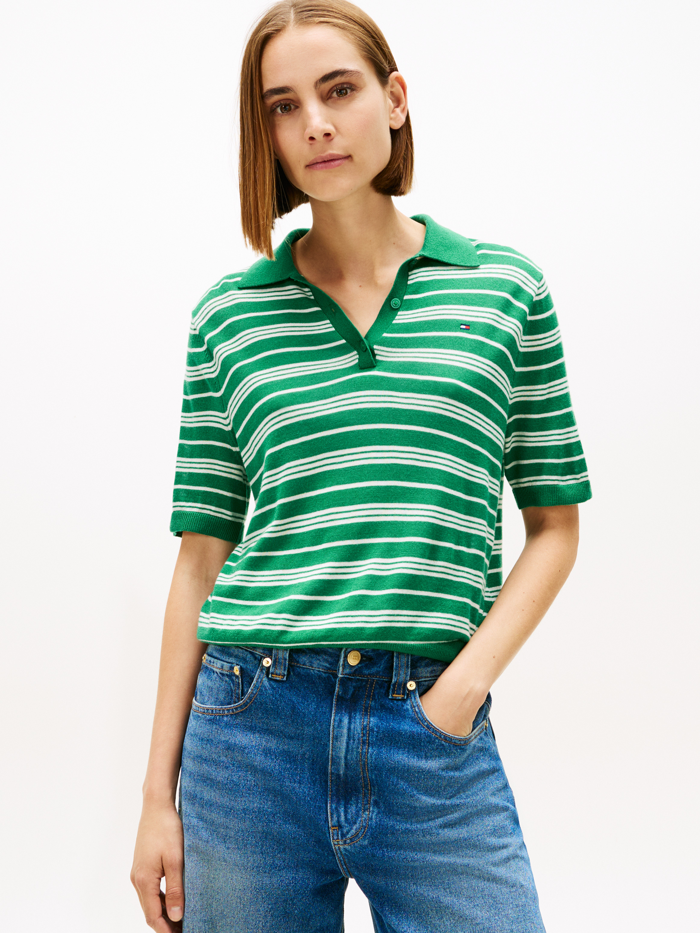 Short Sleeve Polo Jumper With Silk