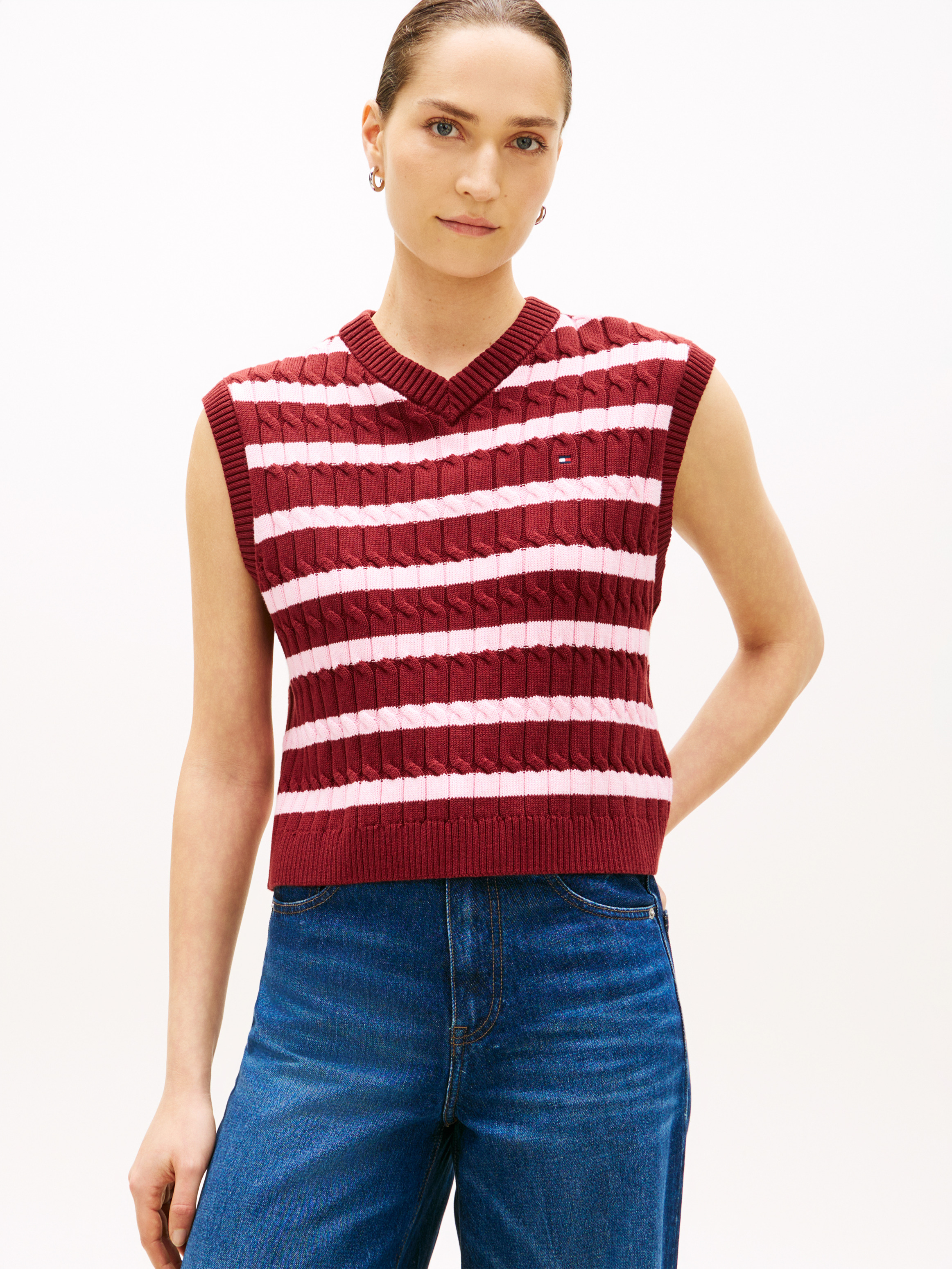 Cable Knit V-Neck Sweater Vest