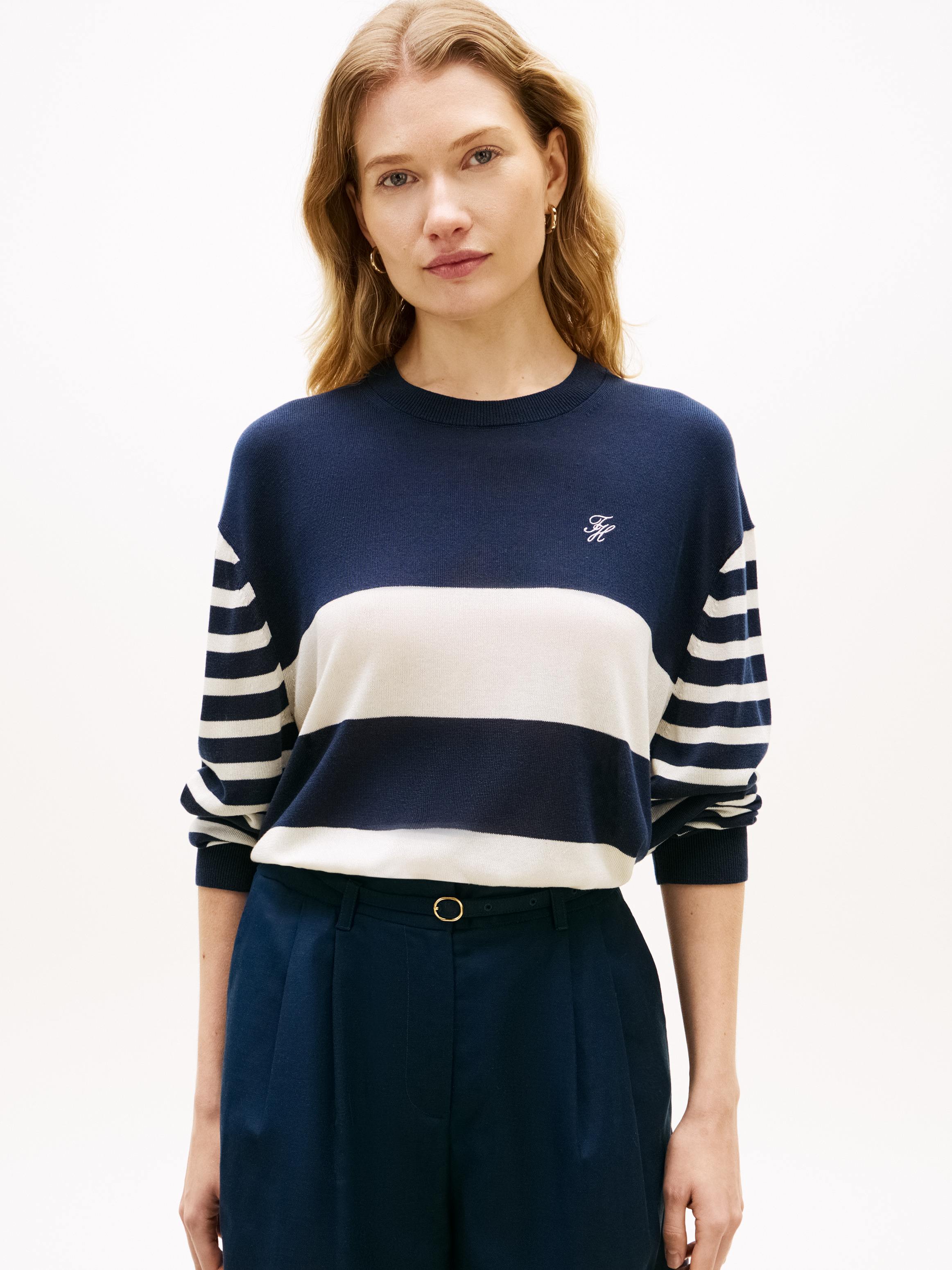 Relaxed Crew Neck Jumper With Silk