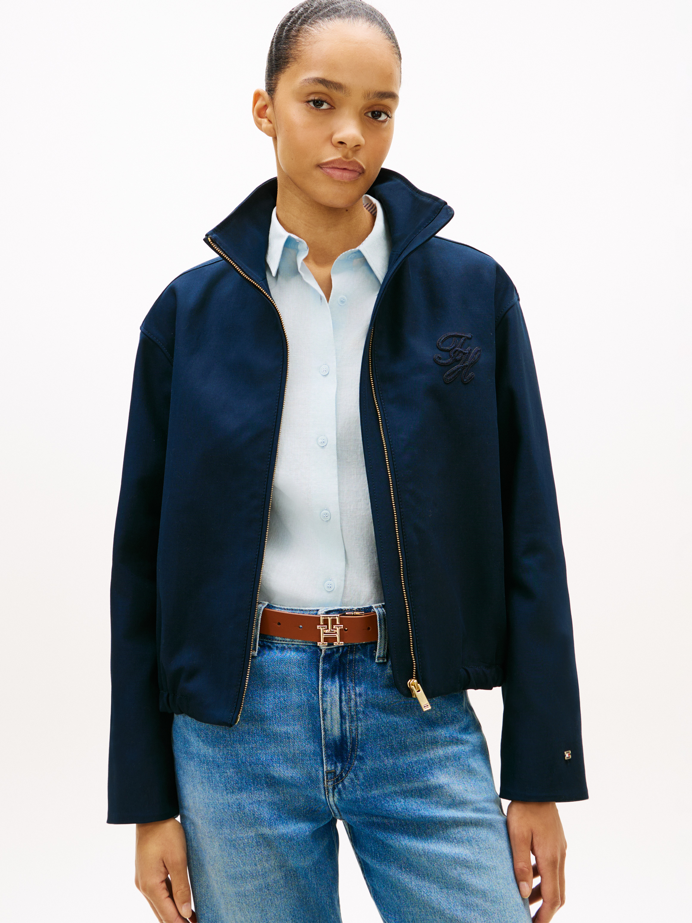 Logo Appliqué Oversized Bomber Jacket