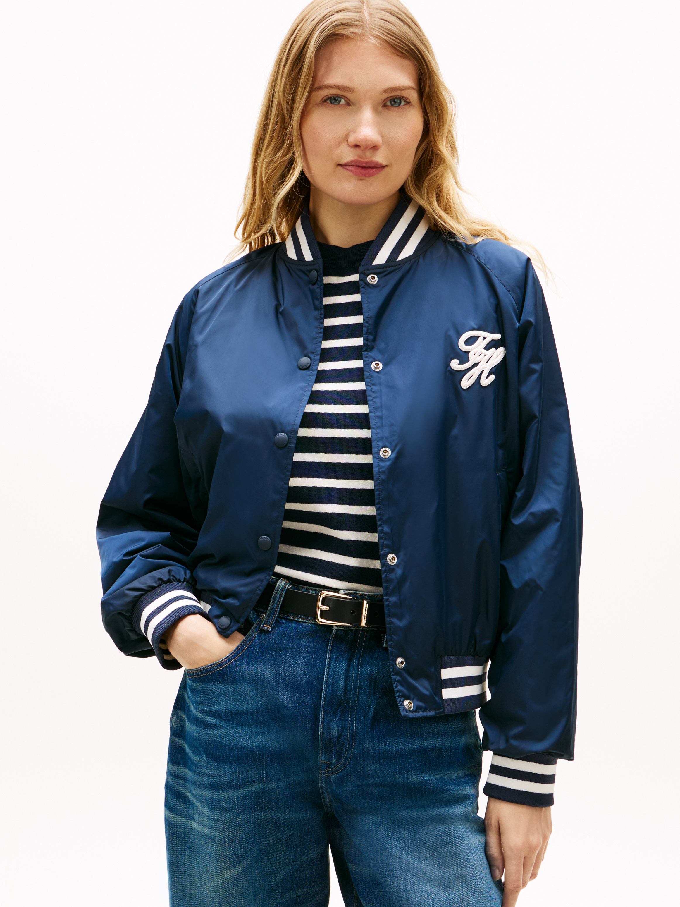 Logo Appliqué Water Repellent Bomber Jacket