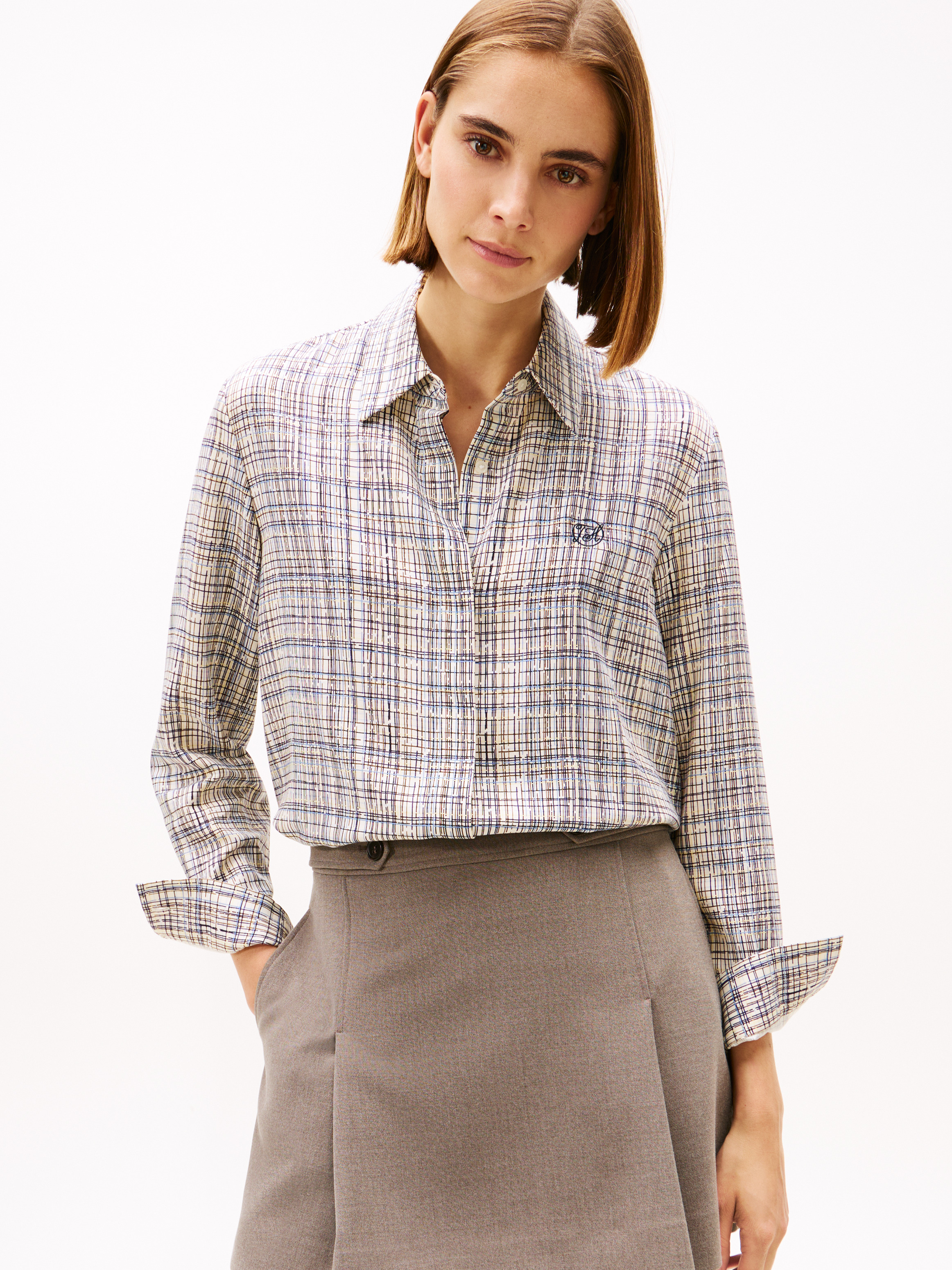 Regular Fit Check Shirt With Linen