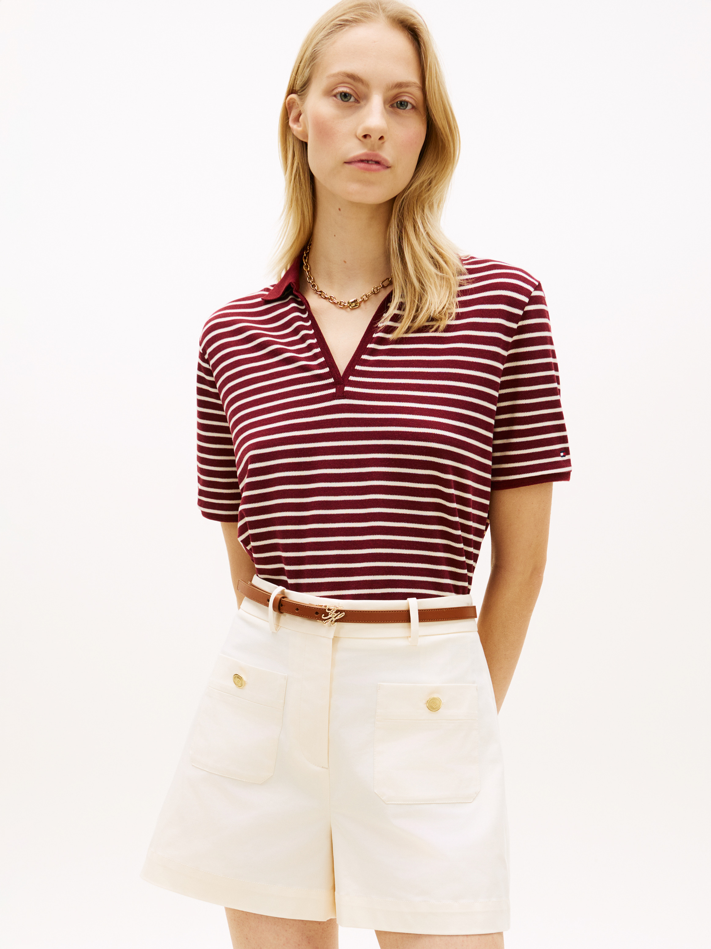 Relaxed Fit Open Placket Pique Polo Shirt