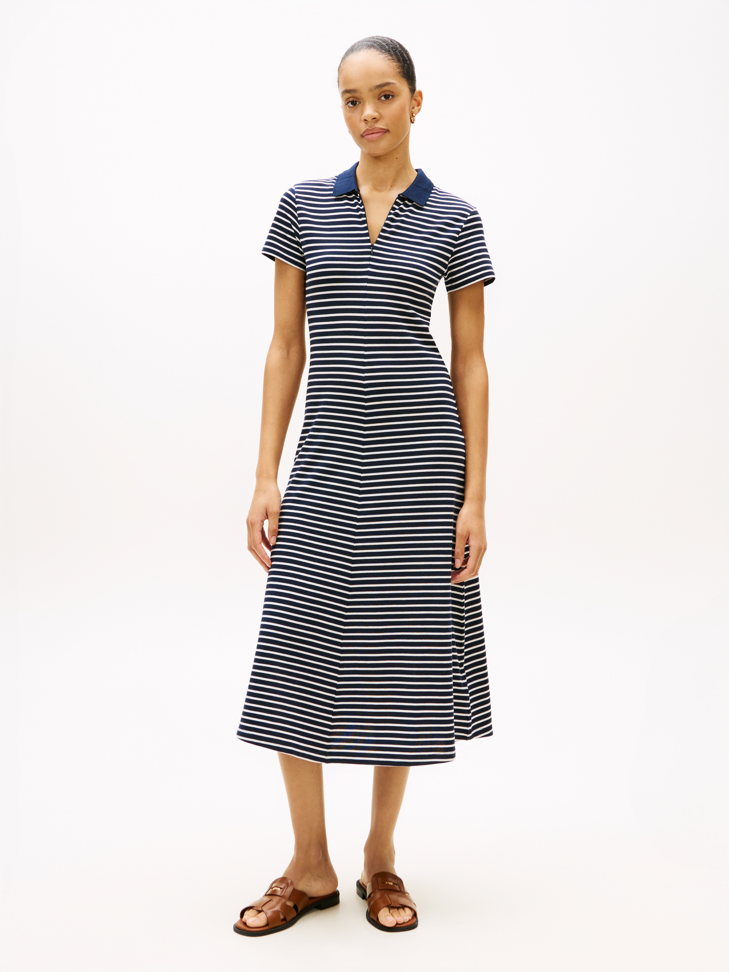 Pique Midi Lyocell Polo Dress