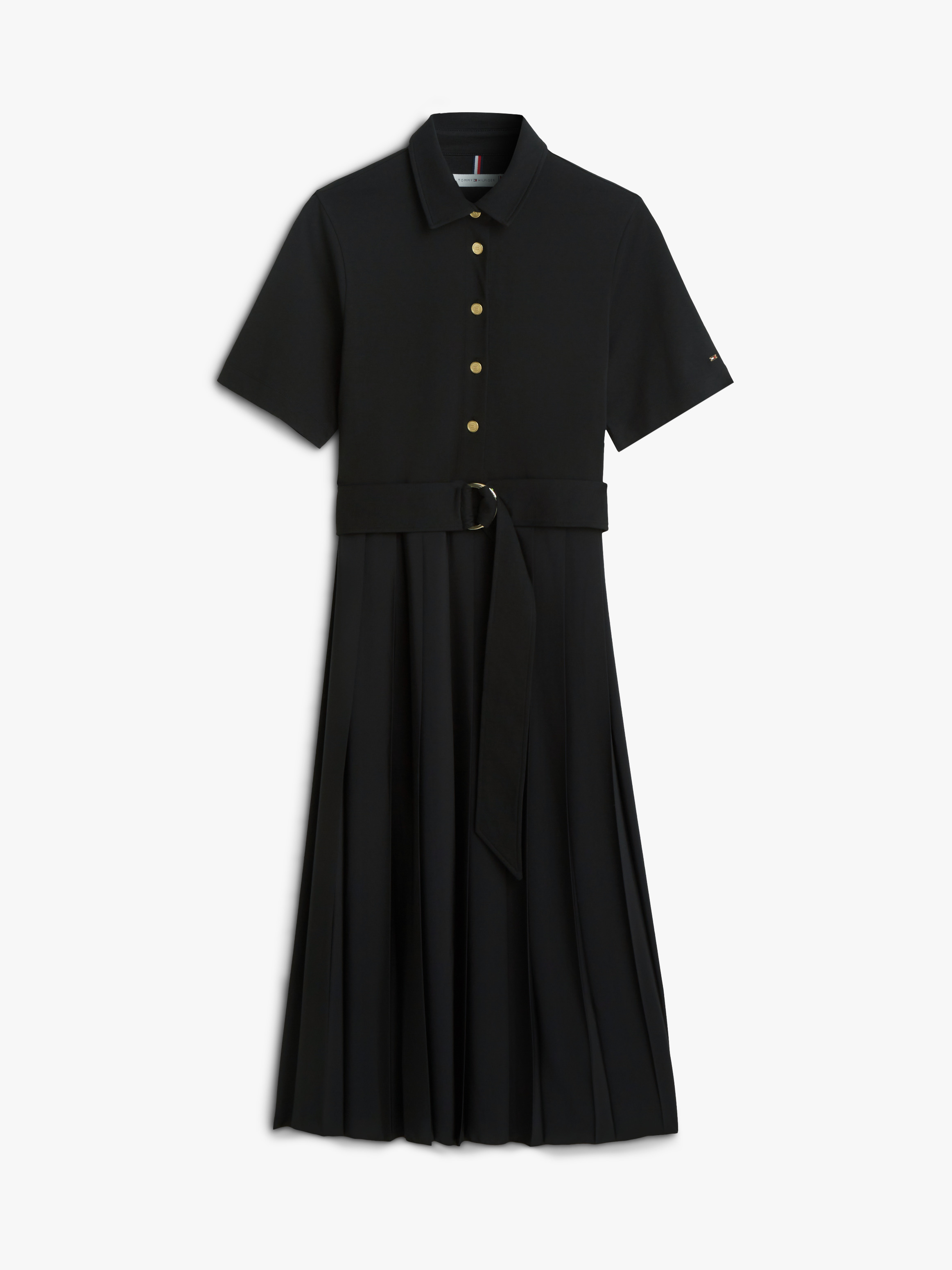 Mixed Media Gold Button Dress | Dresses | Tommy Hilfiger