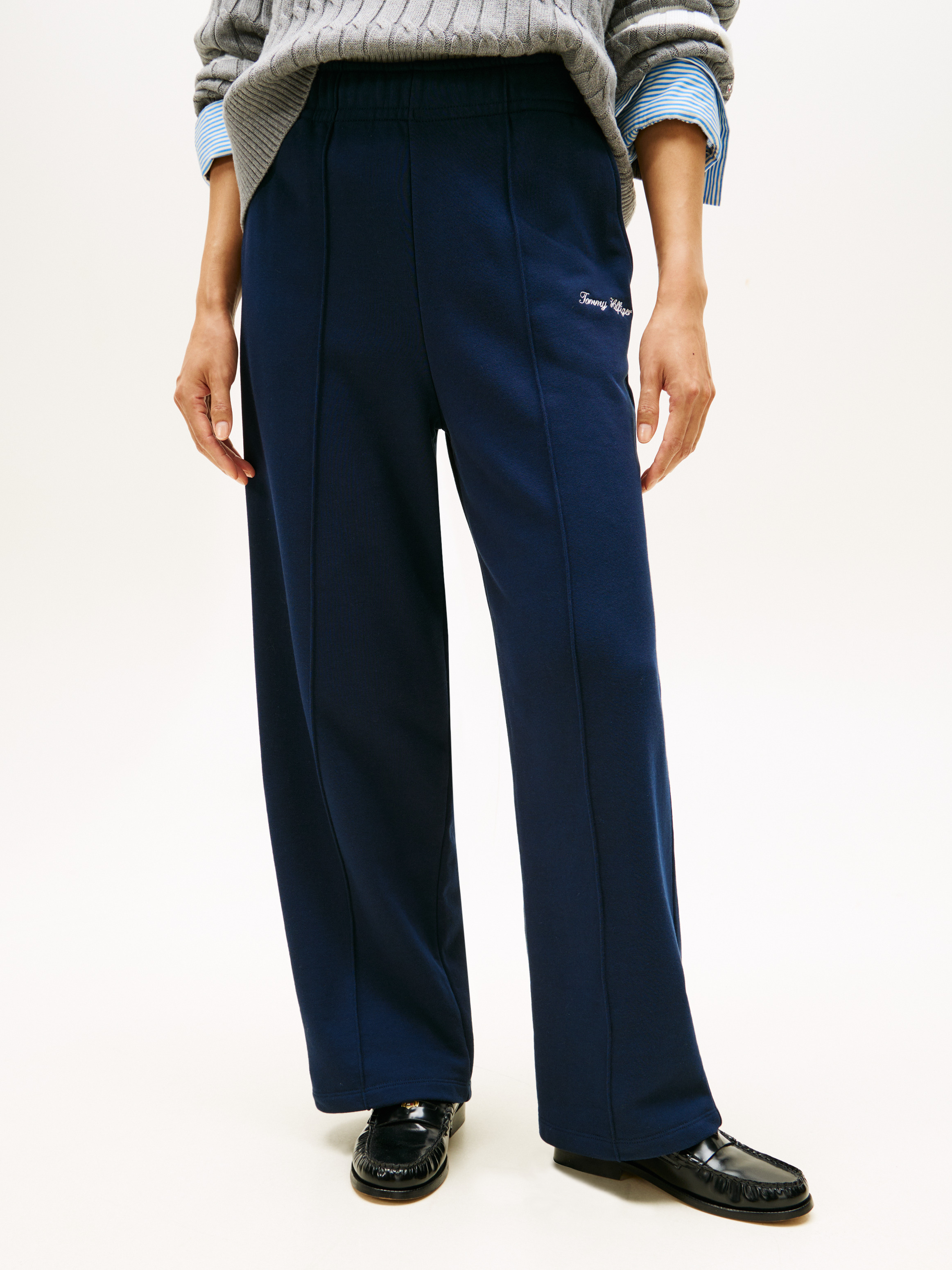 Logo Embroidery Wide Leg Joggers