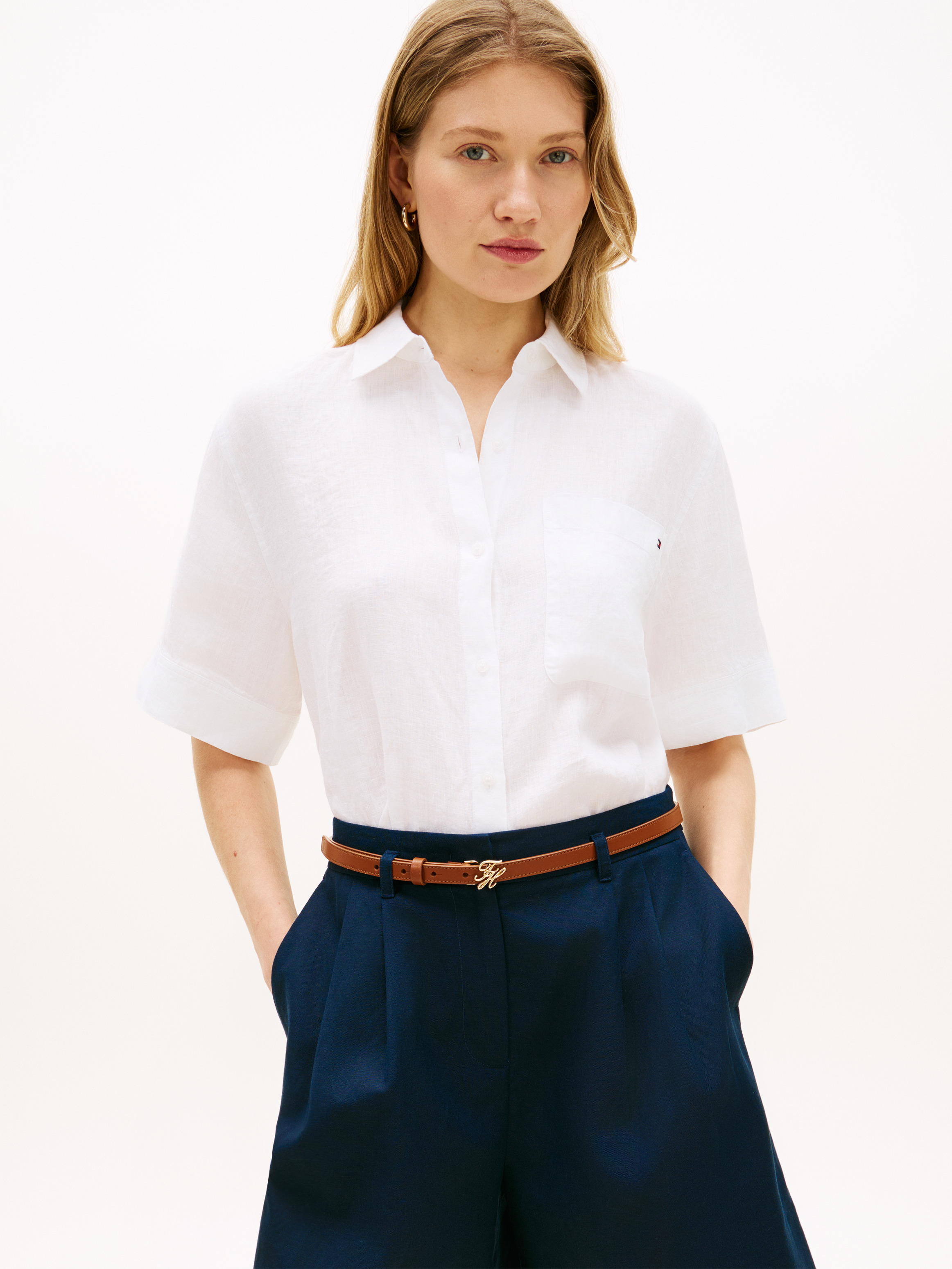 Relaxed Fit Pure Linen Short Sleeve Shirt