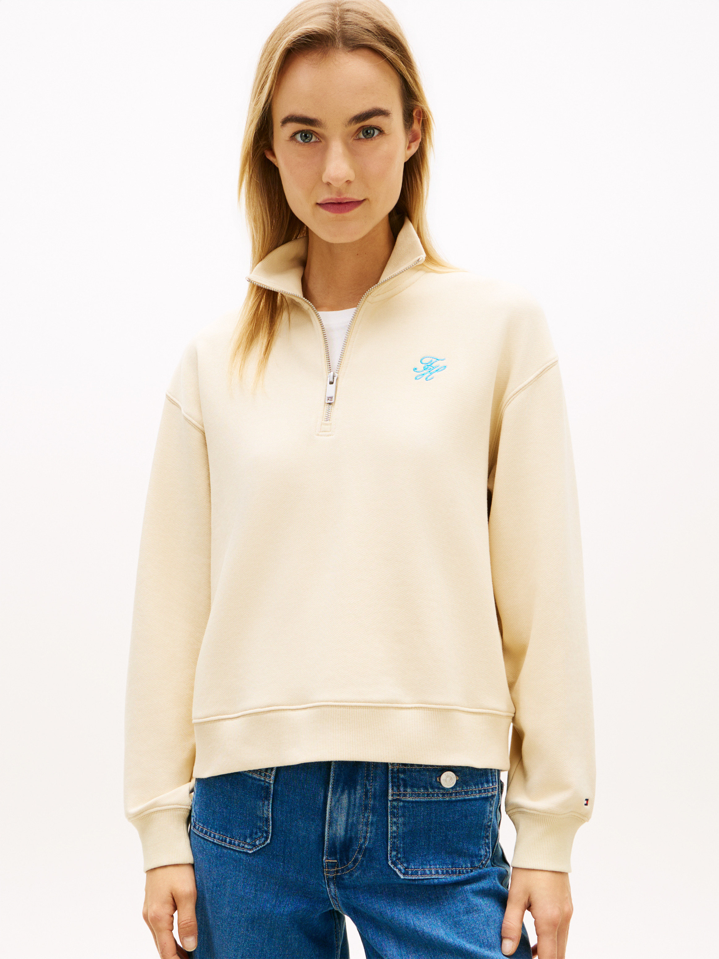 Logo Embroidery Terry Half-Zip Jumper