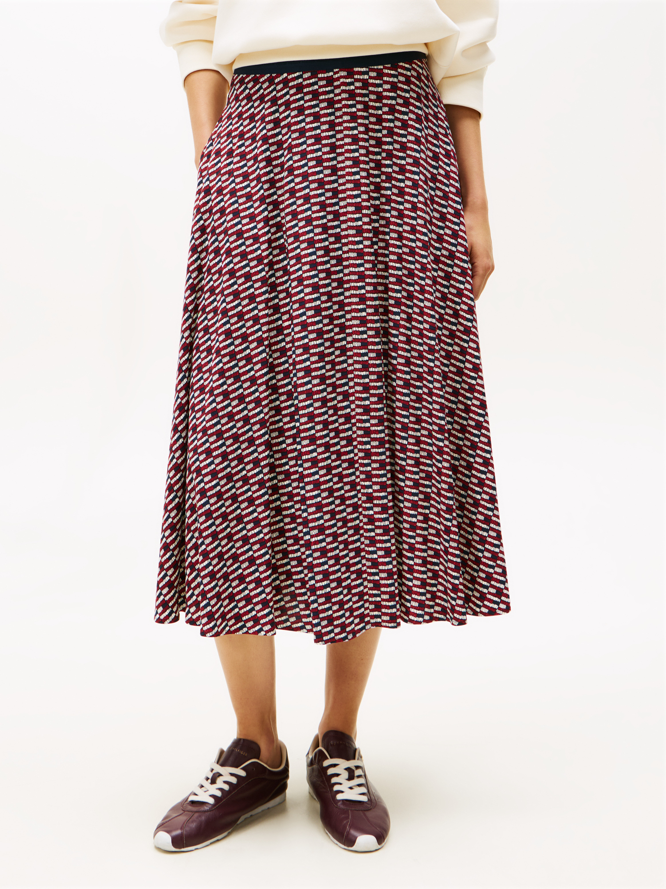 A-Line Twill Midi Skirt