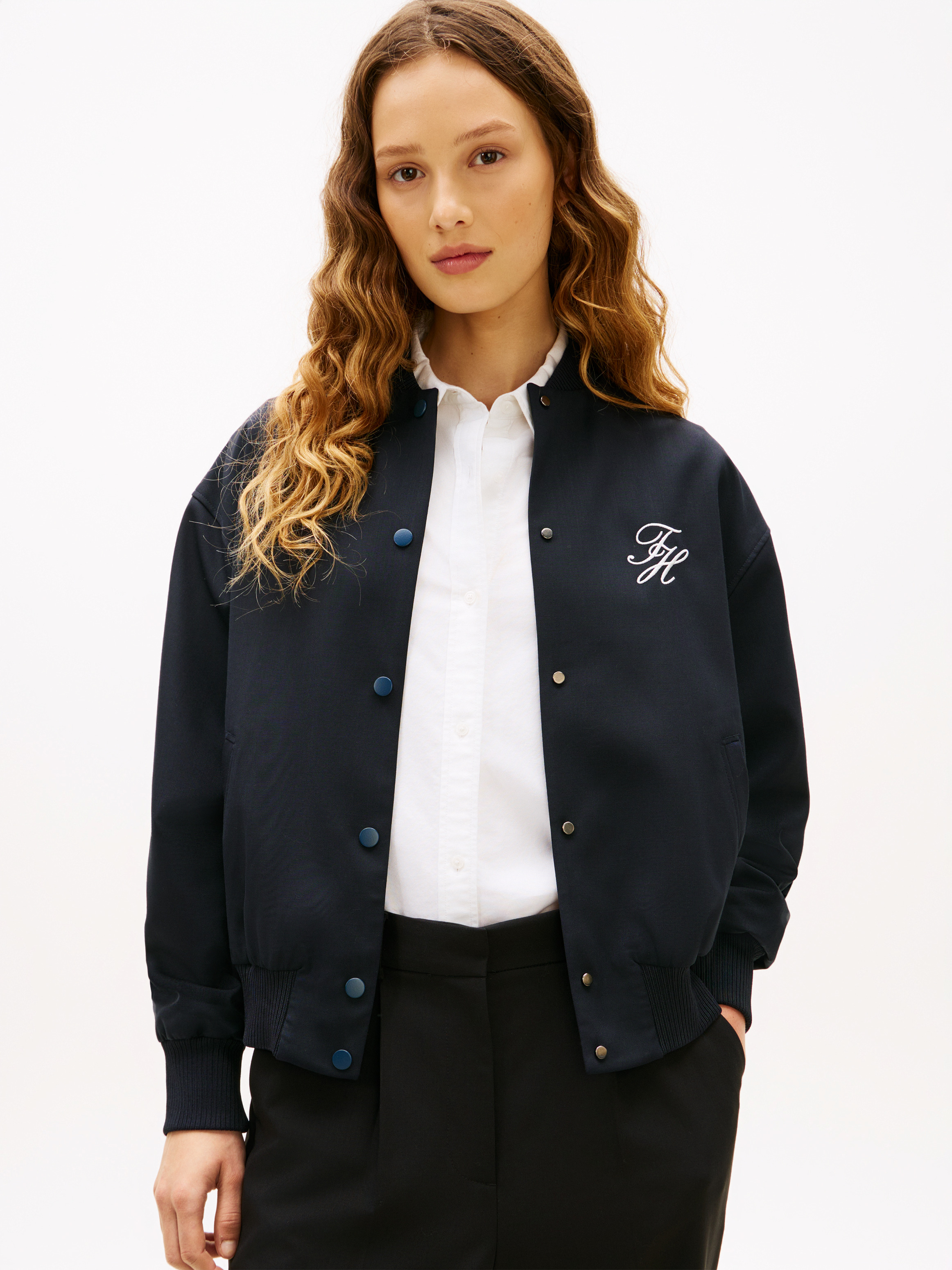Timeless Wool Blend Relaxed Bomber Jacket