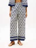 Print Voile Wide Leg Trousers With Silk