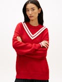 Double Layered Crew Neck Relaxed Cricket Jumper