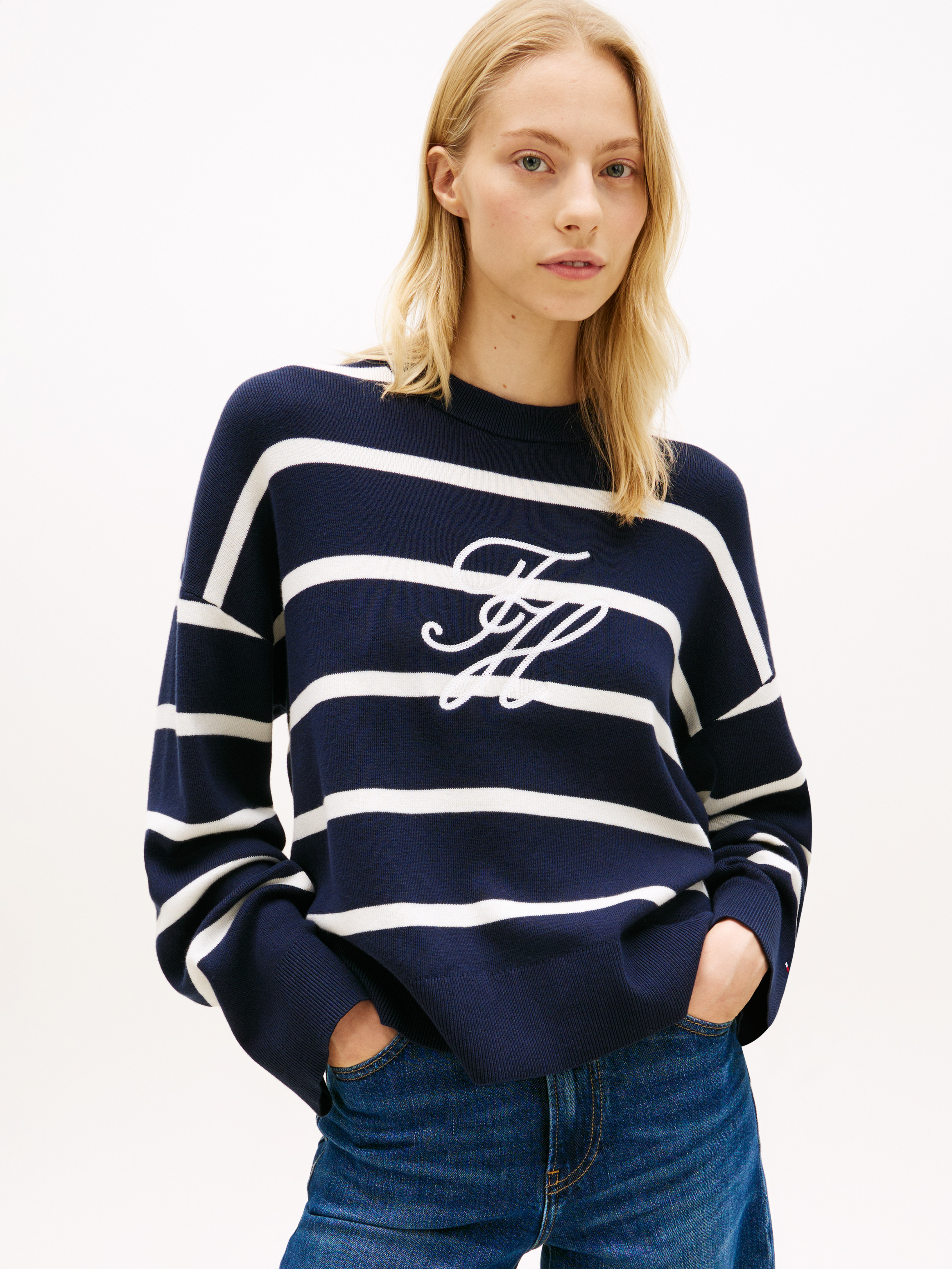 Dark Night/Ivory Petal Big Stripe
