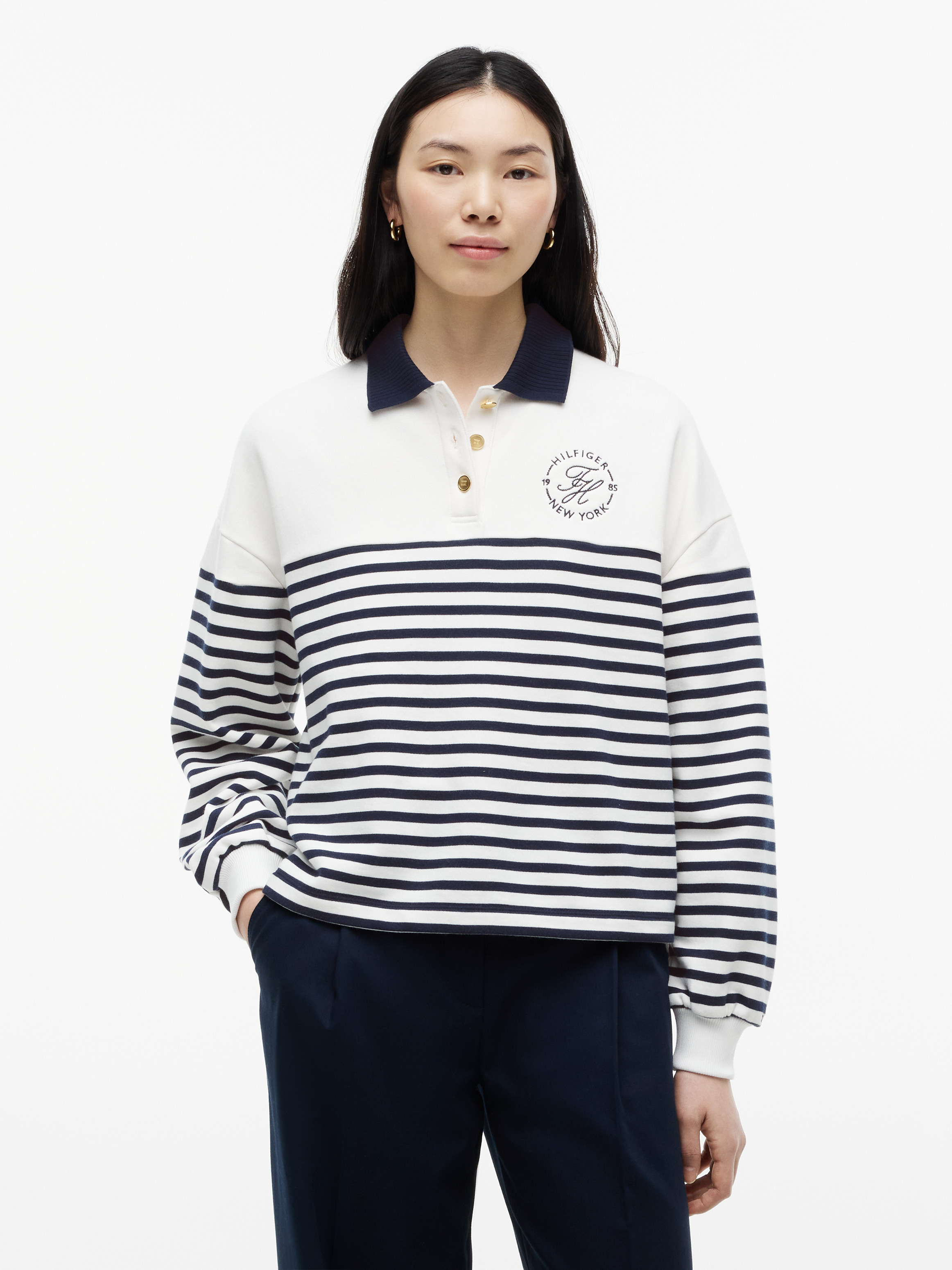 WIDE STRIPE ECRU/DARK NIGHT NAVY