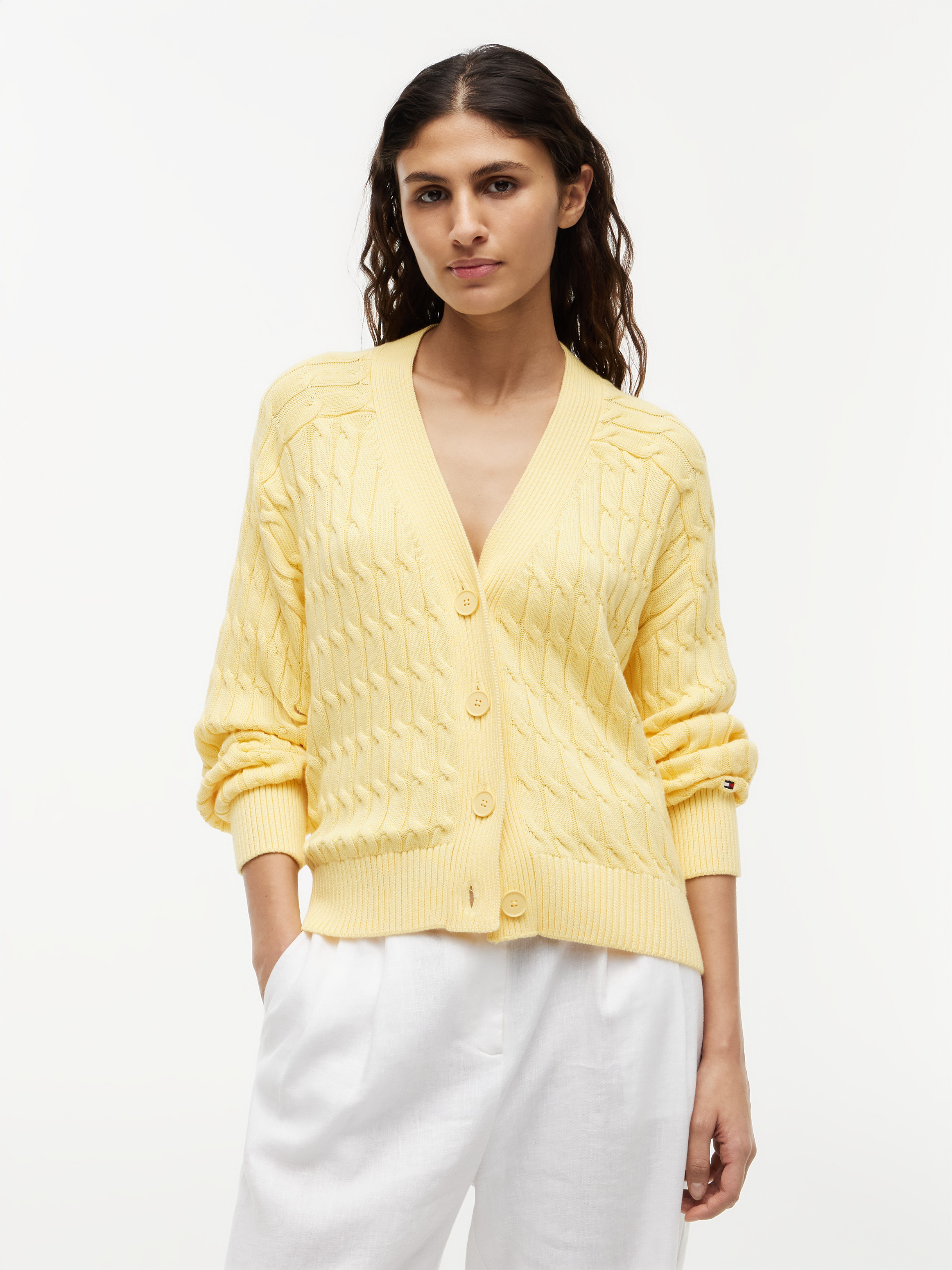 Cable Knit Oversized V-Neck Cardigan
