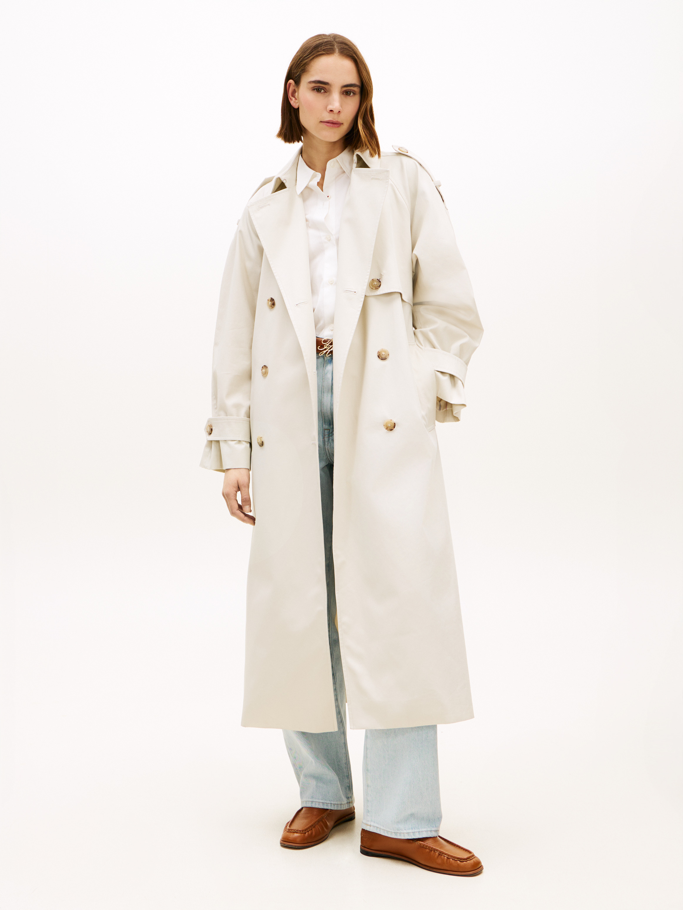 Water Repellent Twill Oversized Trench Coat