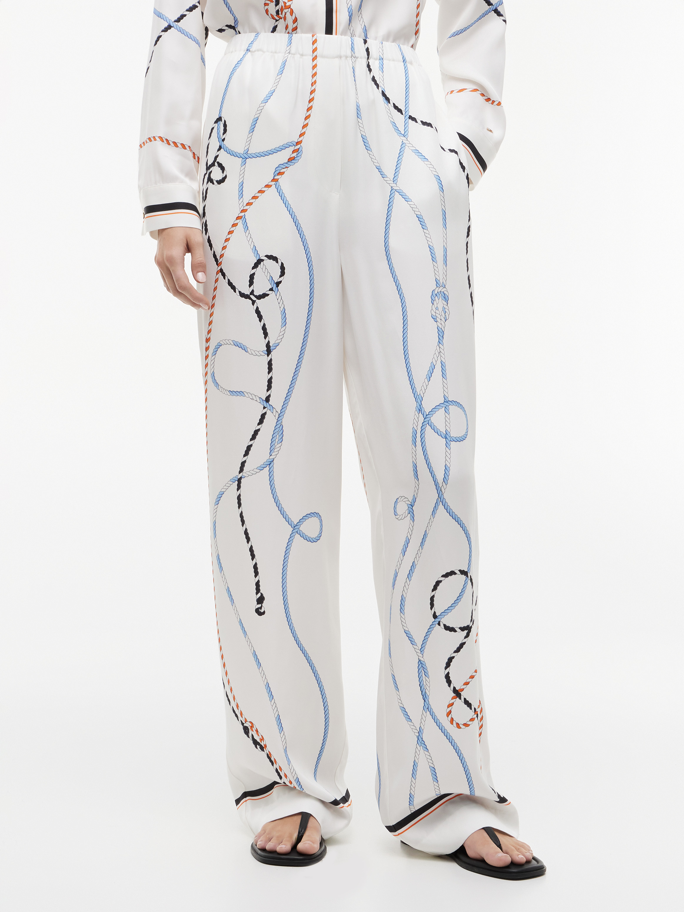 Rope Print Relaxed Straight Trousers