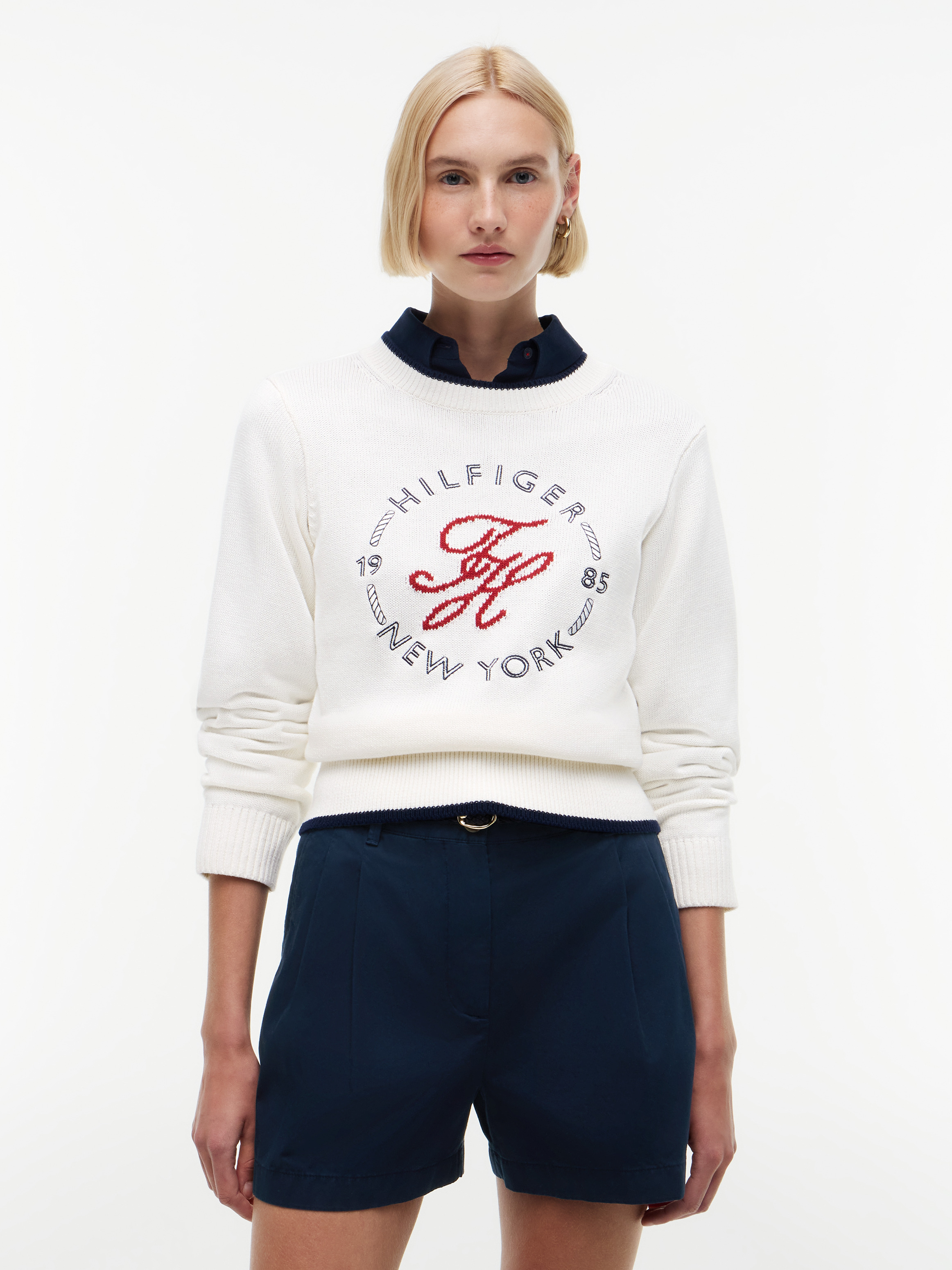Logo Embroidery Relaxed Crew Neck Jumper