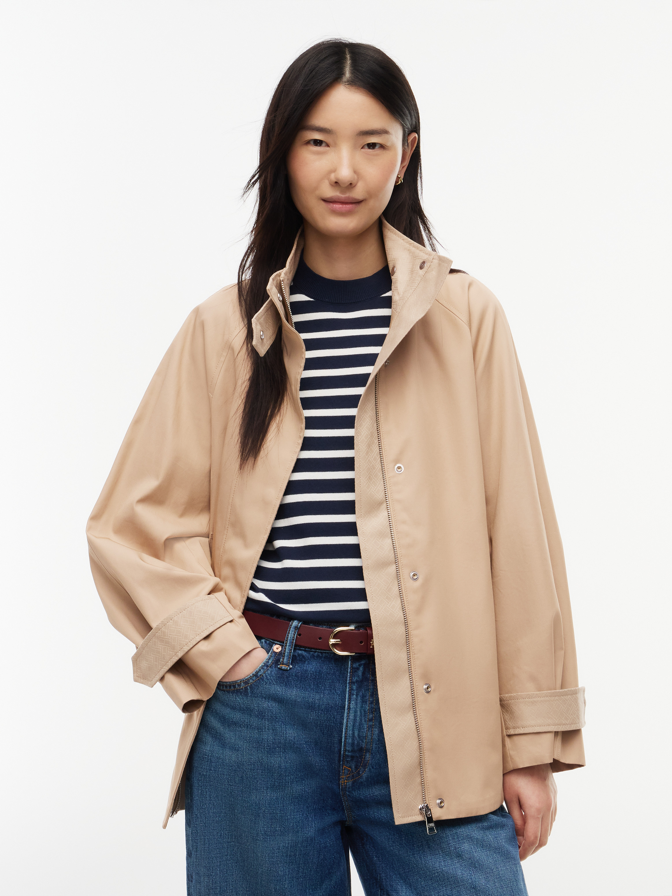 Flag Jacquard Twill Relaxed Cape Coat
