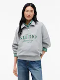Relaxed Quarter-Zip Polo Collar Sweatshirt