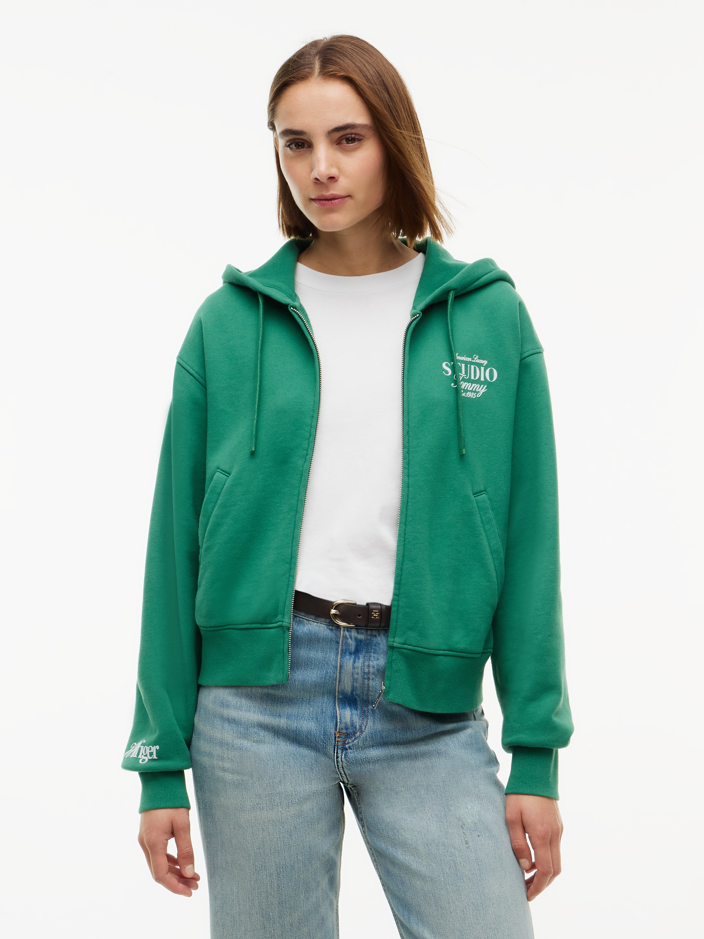 Logo Zip-Thru Oversized Hoody