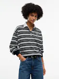 Rugby Stripe Relaxed Polo Sweatshirt