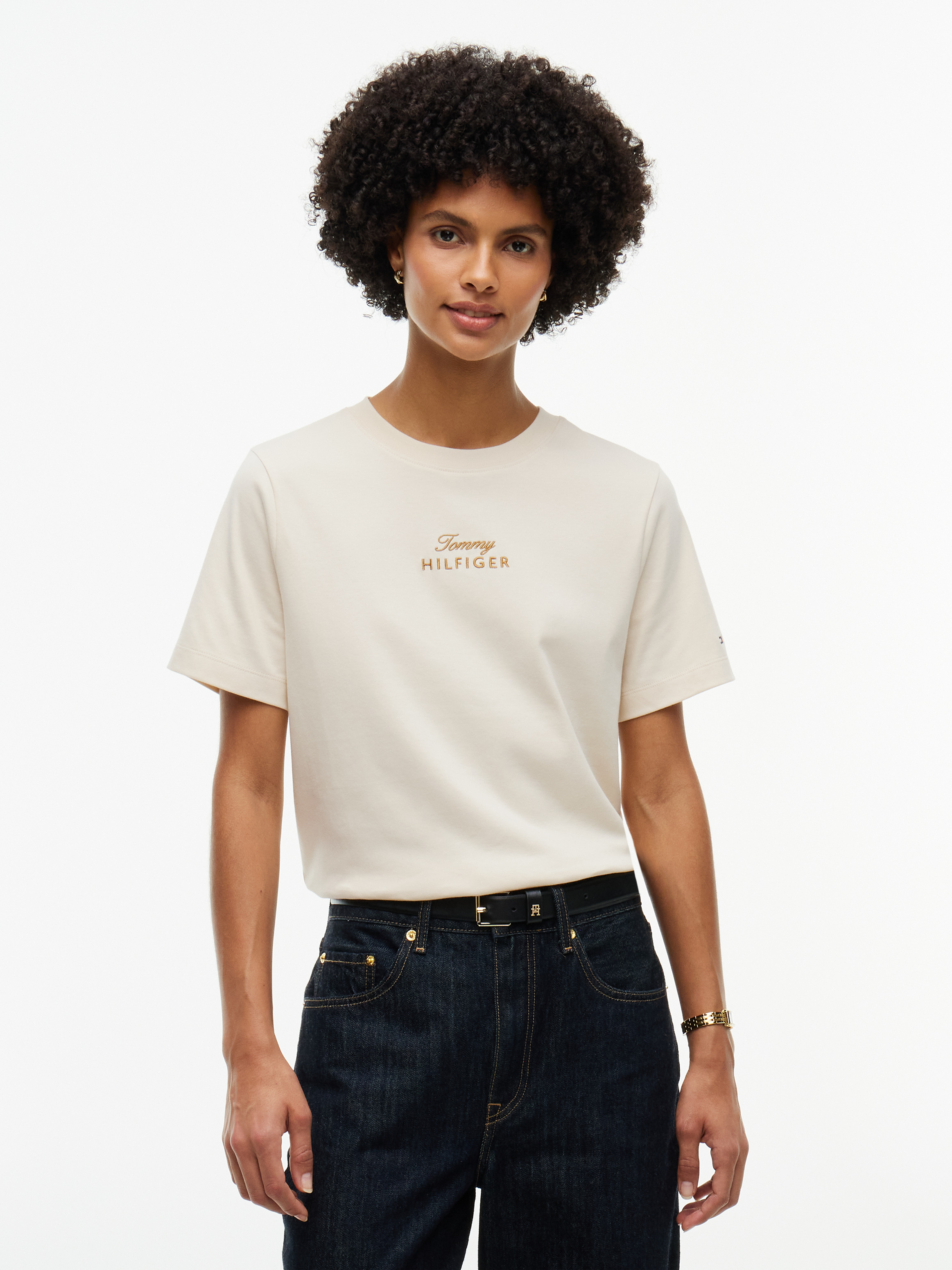 Logo Embroidery Crew Neck T-Shirt
